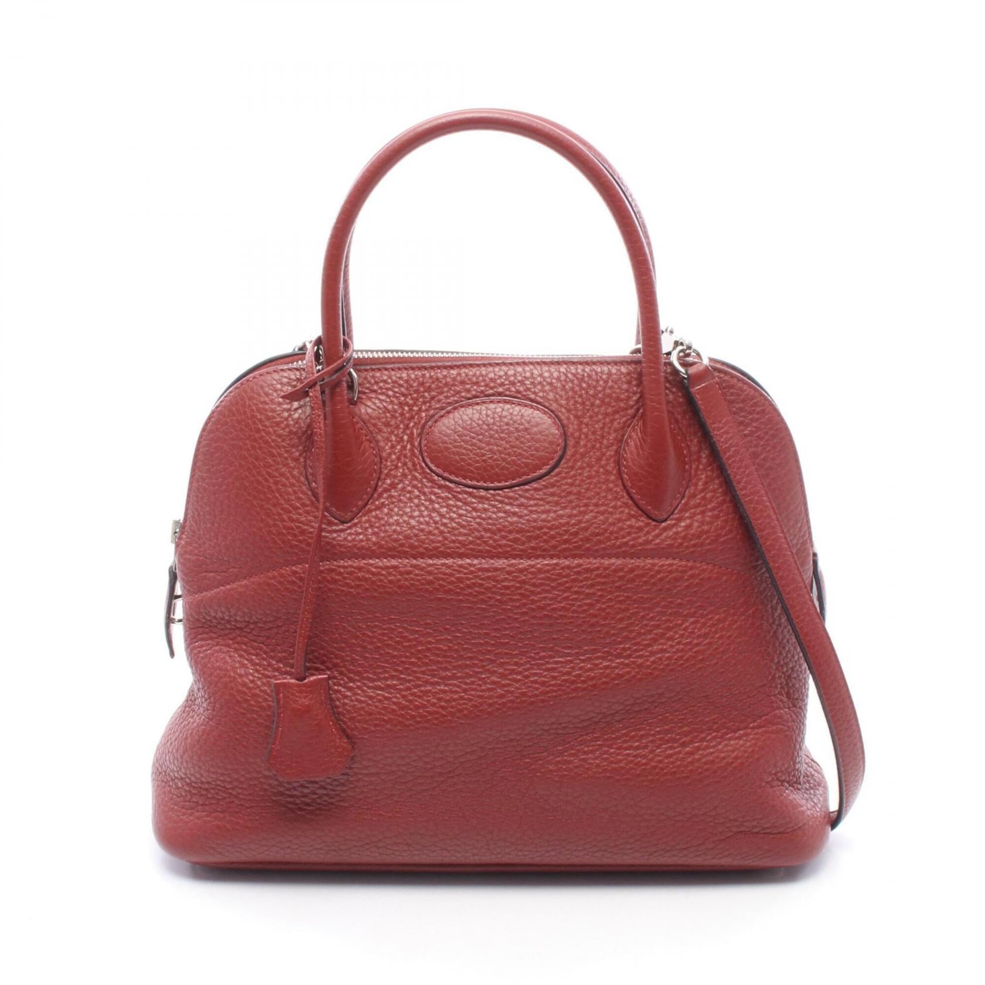 Hermes Bordeaux Ruby Taurillon Clemence Leather Leather Handbag (Pre-Owned)