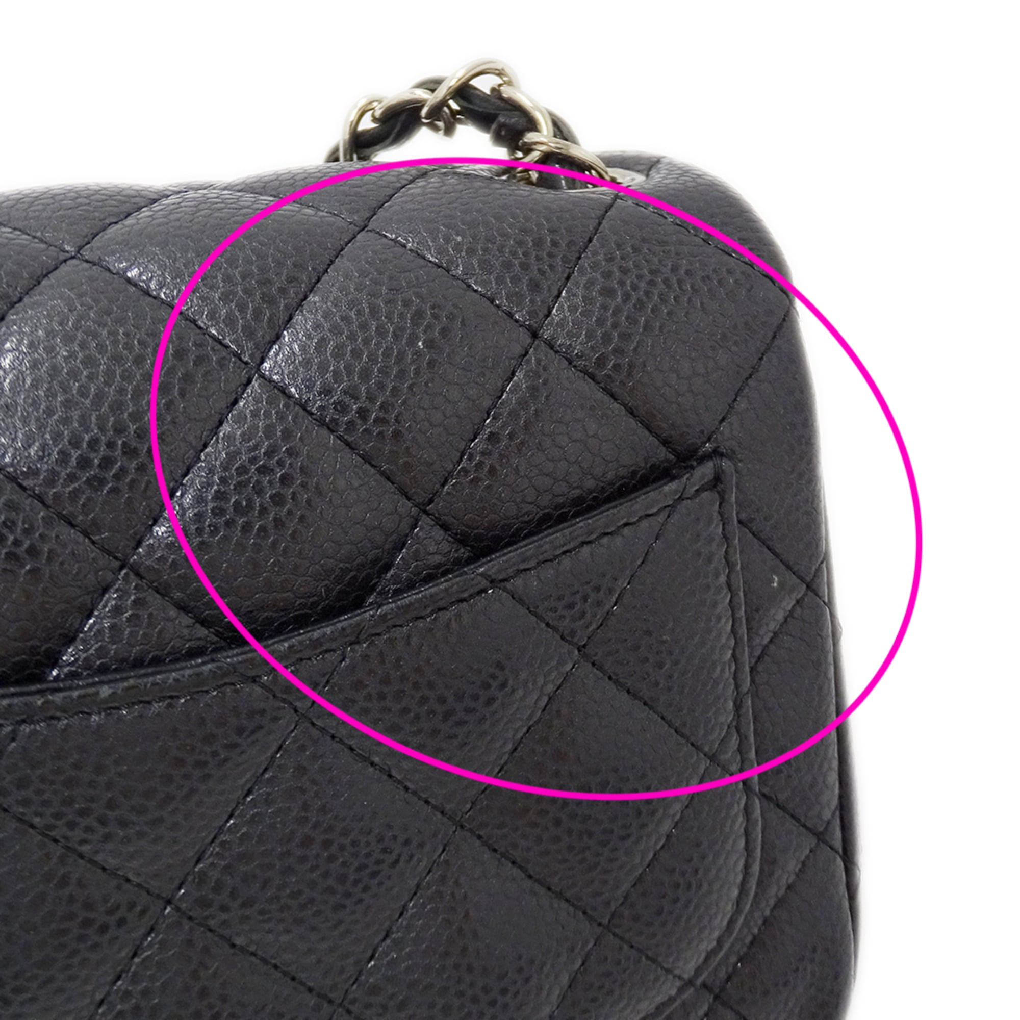 Chanel Black Grained Calfskin Handbag Shoulder Bag (Pre-Owned)