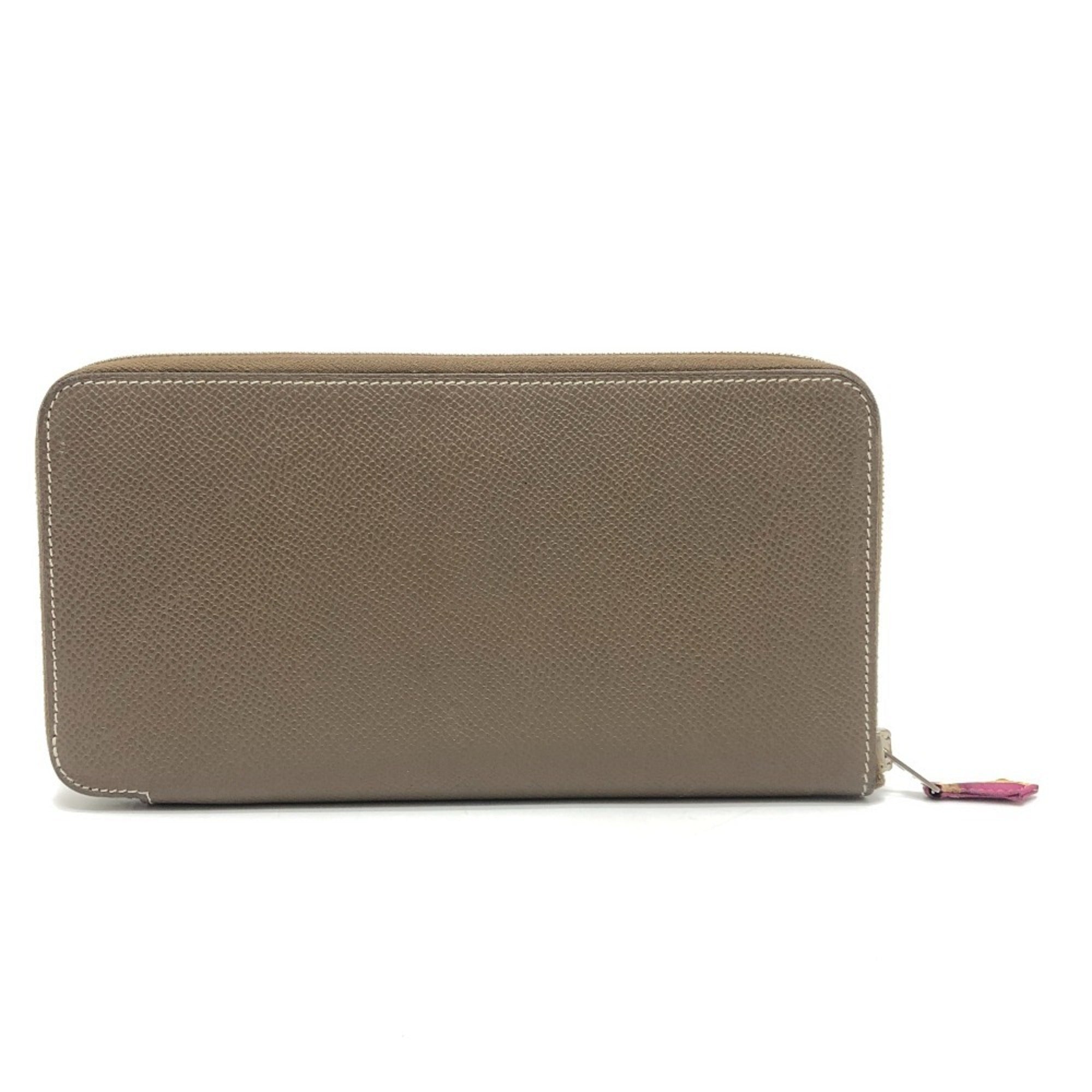 Hermes Brown Etoupe Gray Epsom Leather Long Wallet (Bi-Fold) (Pre-Owned)