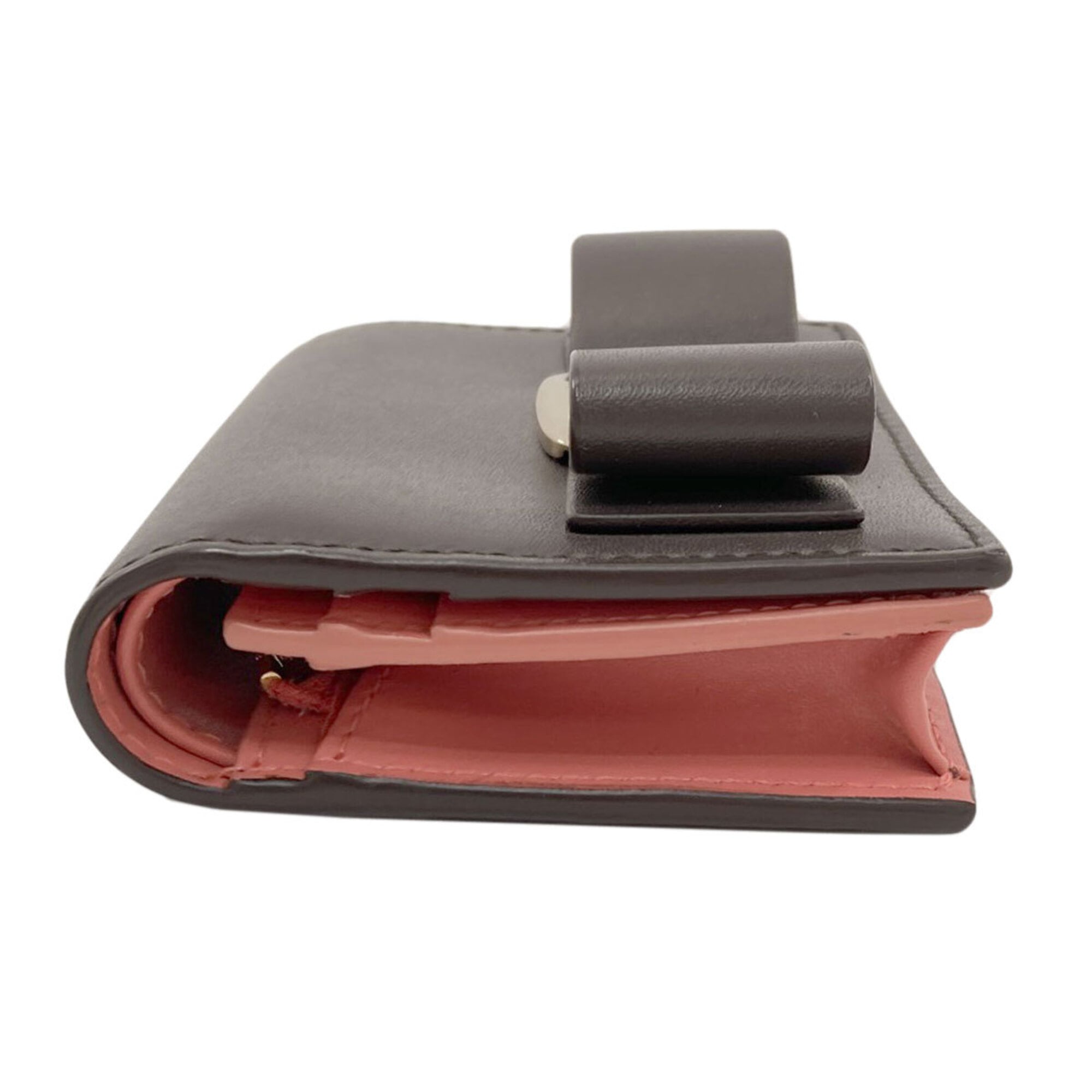 Salvatore Ferragamo Brown Pink Leather Wallet (Bi-Fold) (Pre-Owned)