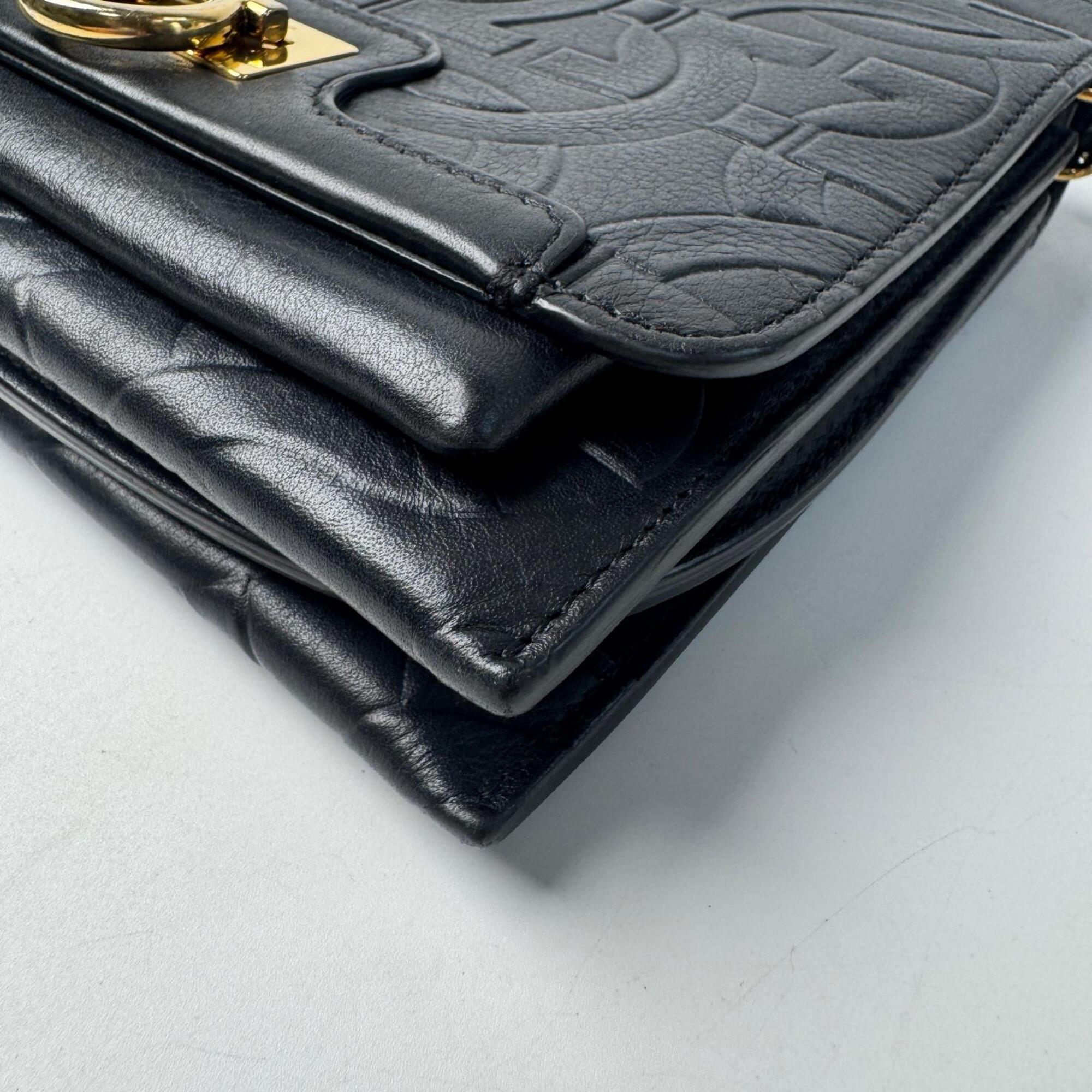 Salvatore Ferragamo Black Leather Shoulder Bag (Pre-Owned)