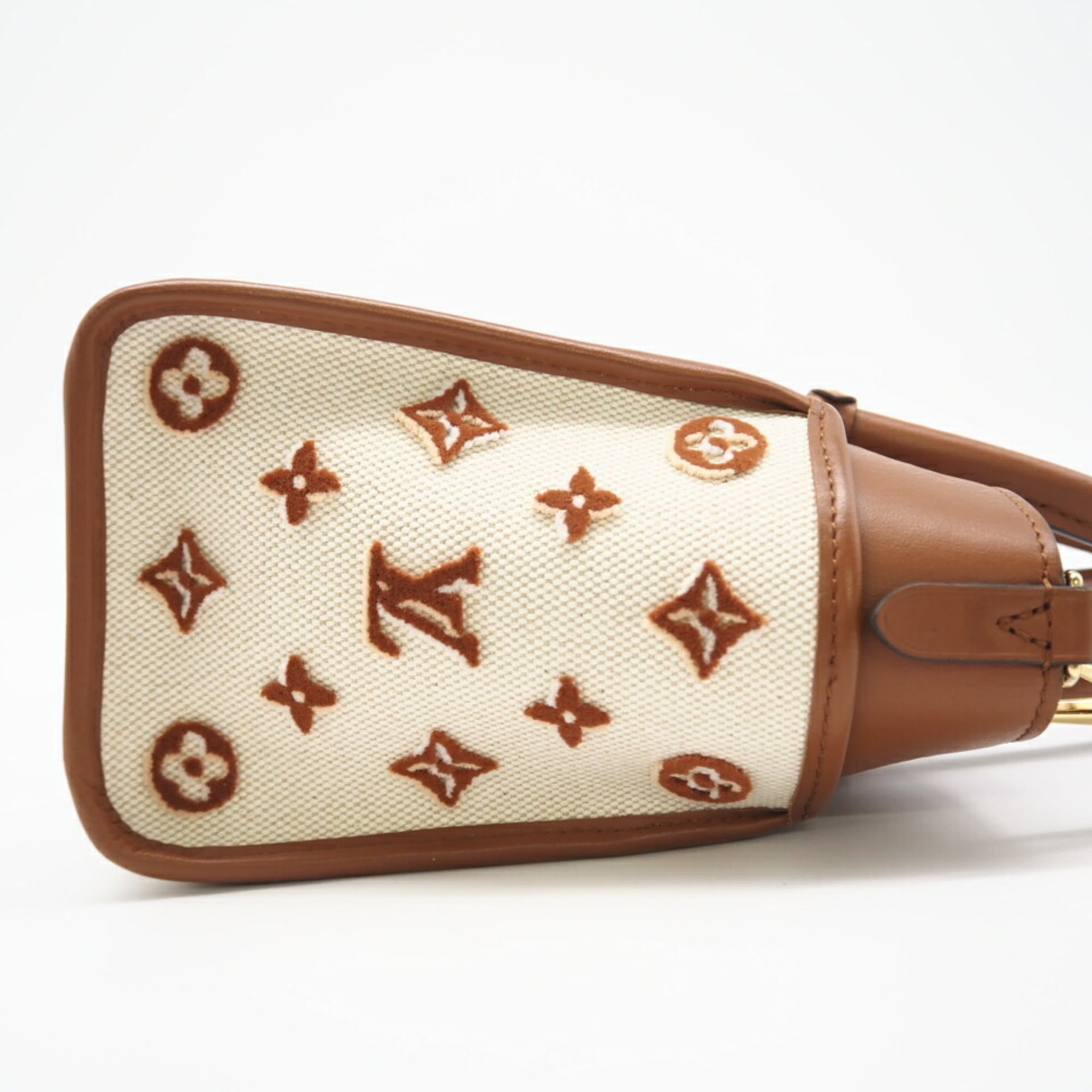 Louis Vuitton Beige Brown Canvas Leather Shoulder Bag (Pre-Owned)