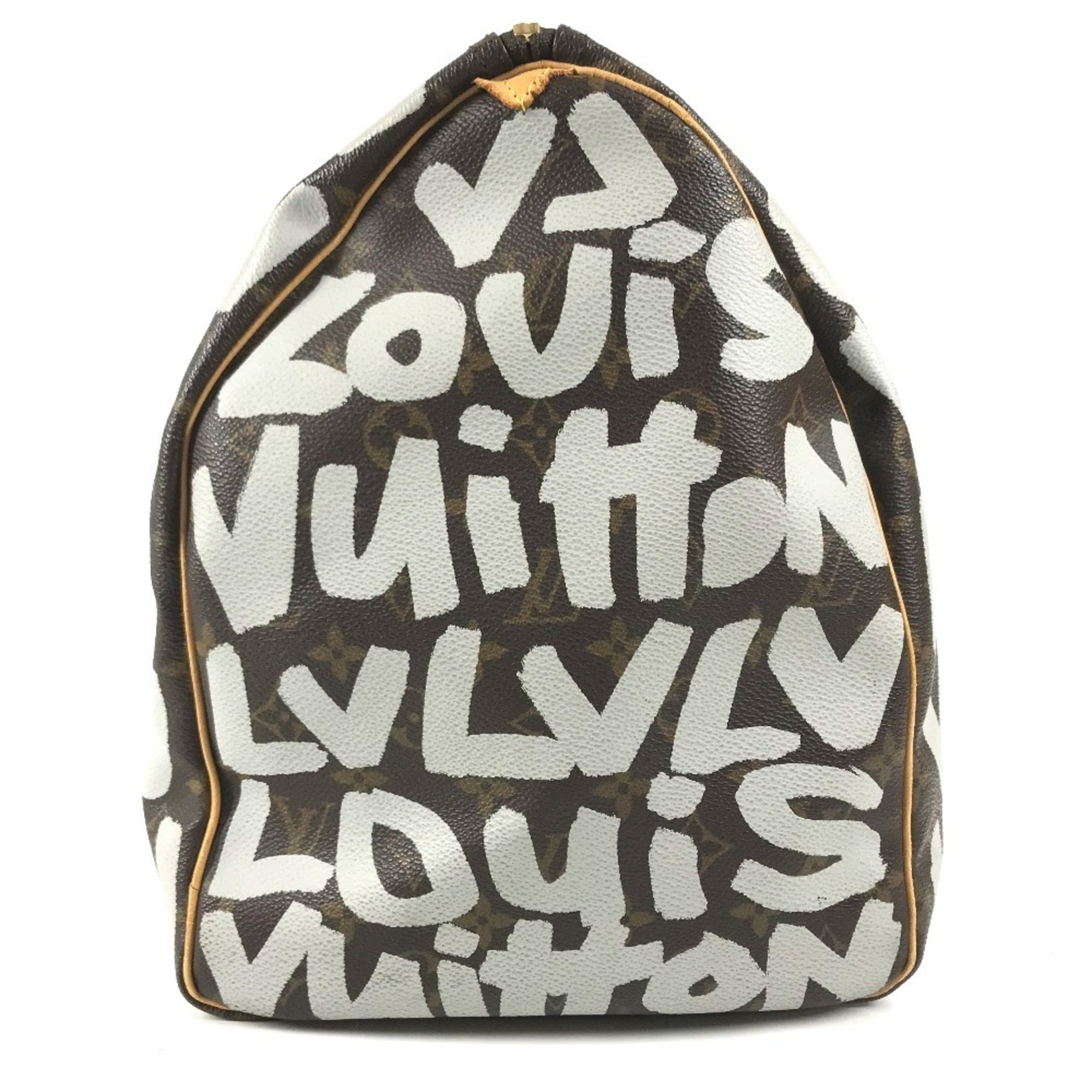 Louis Vuitton Brown White Monogram Canvas Boston Bag (Pre-Owned)