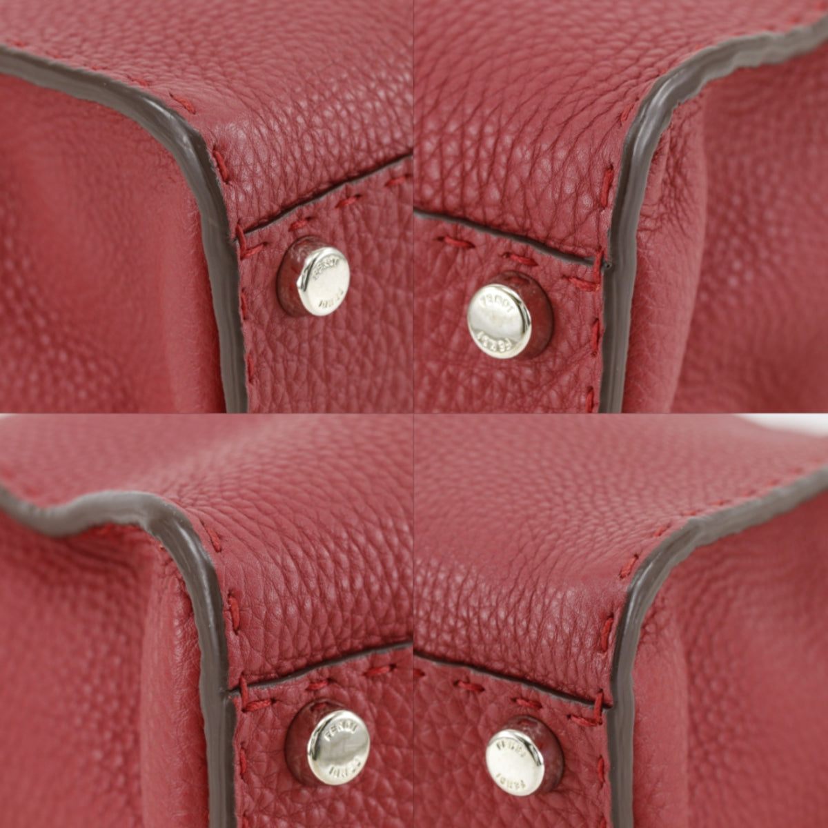 Fendi Red Color Leather Handbag (Pre-Owned)