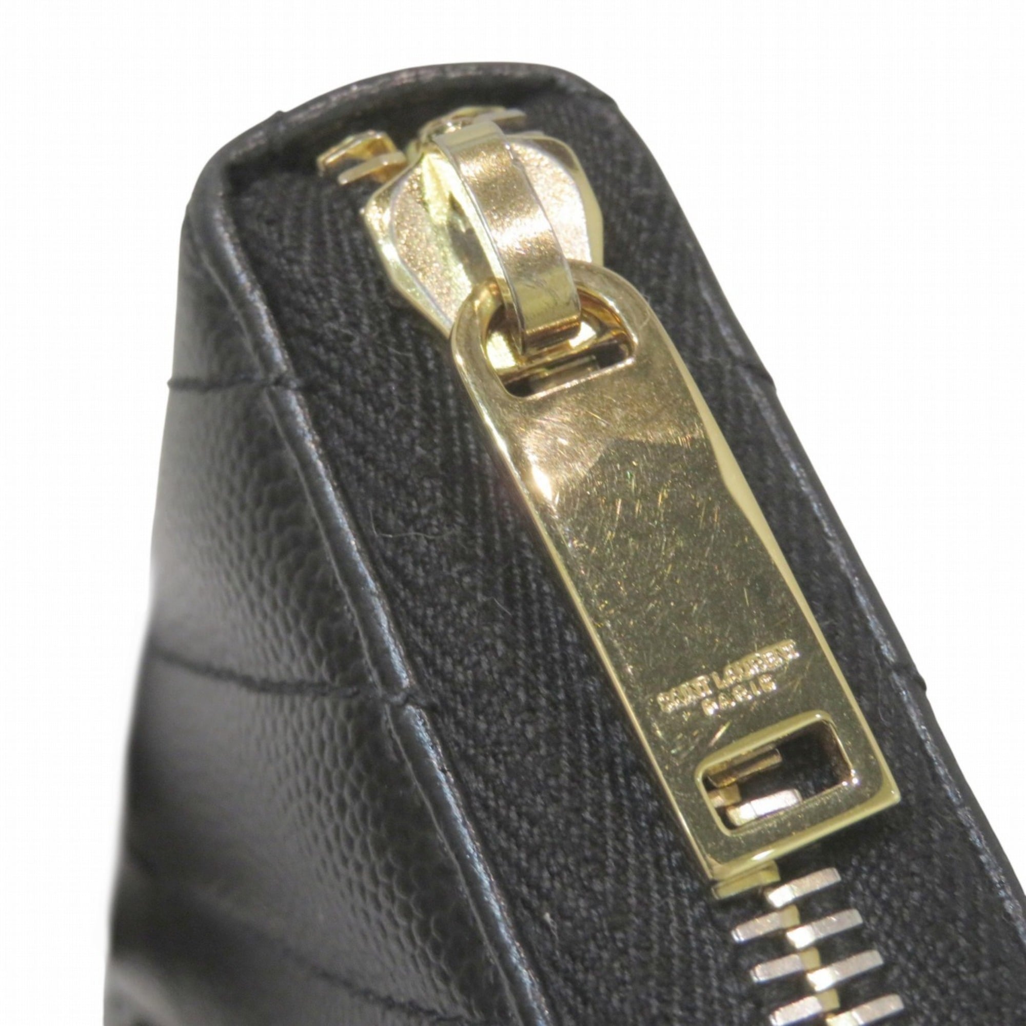 Yves Saint Laurent Black Leather Long Wallet (Bi-Fold) (Pre-Owned)