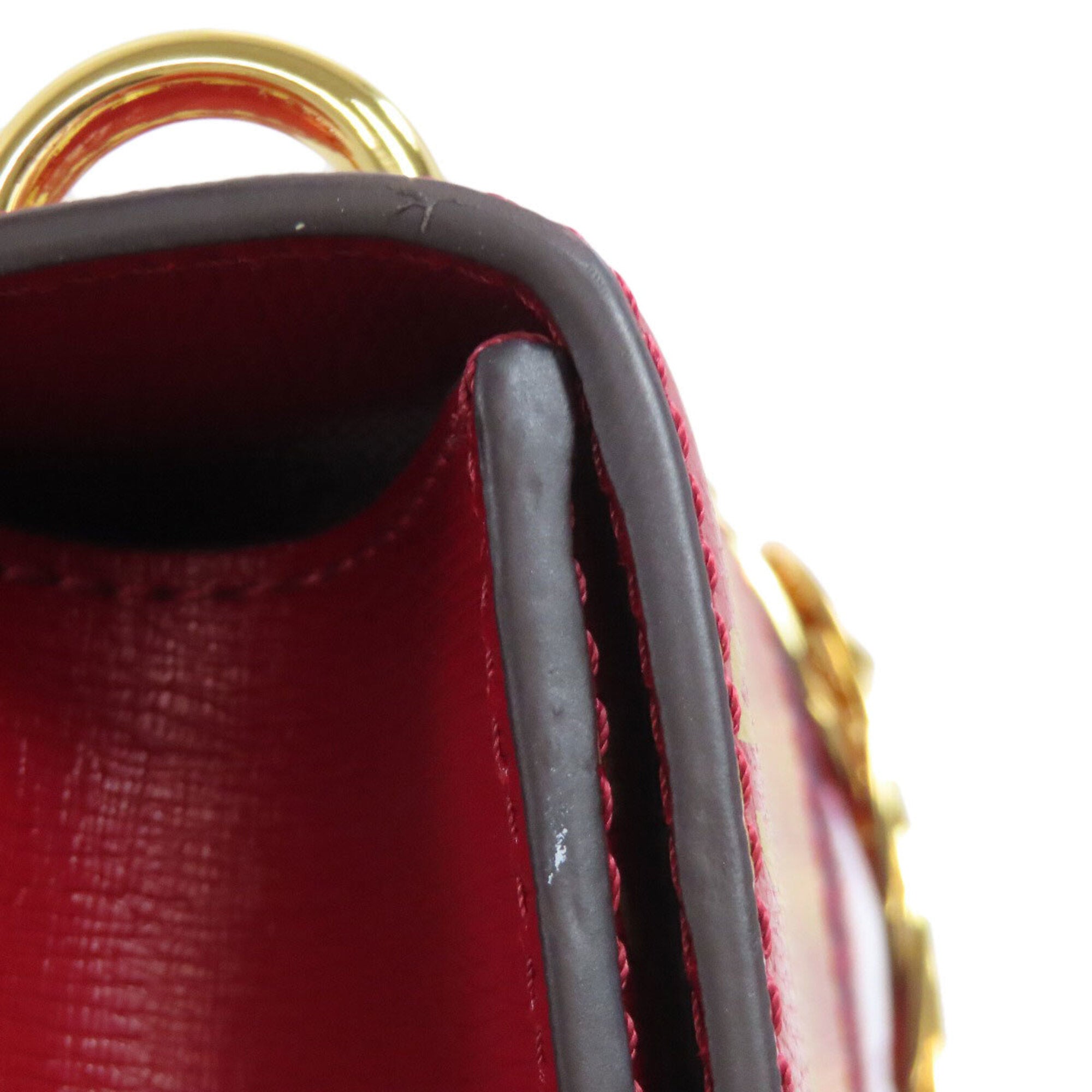 Gucci Red Color Leather Shoulder Bag (Pre-Owned)
