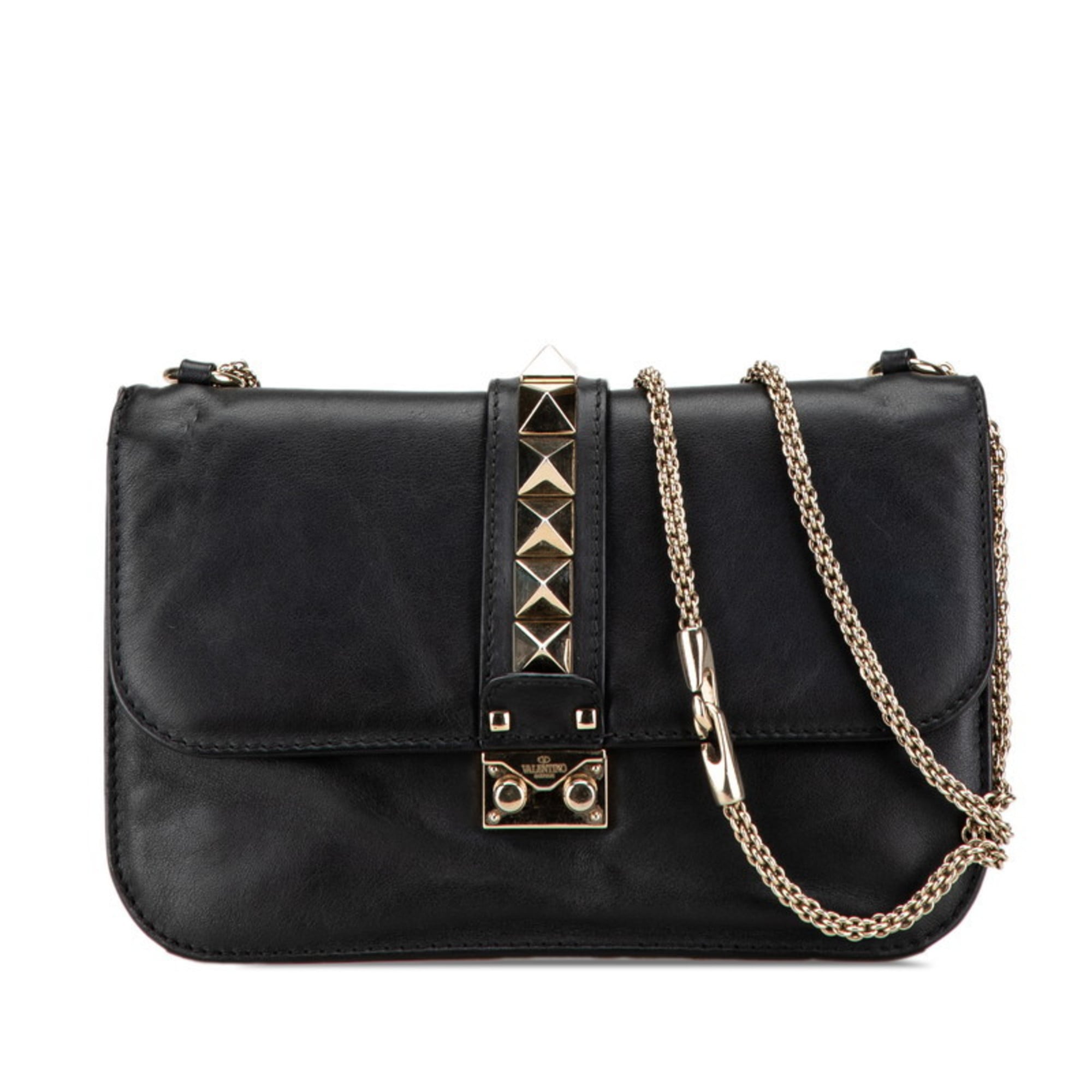 Valentino Black Leather Shoulder Bag (Pre-Owned)