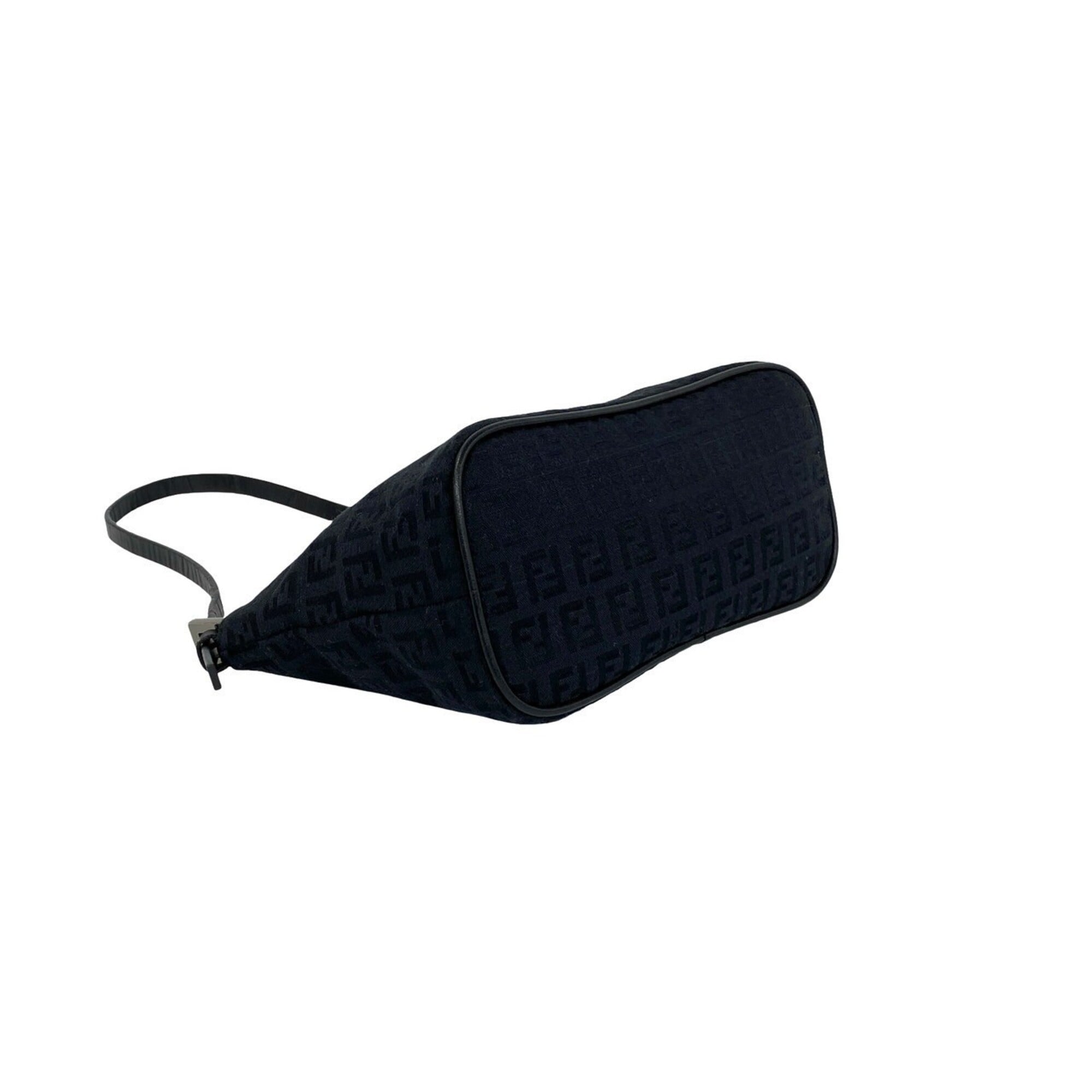 Fendi Black Canvas Leather Handbag Pouch Shoulder Bag (Pre-Owned)