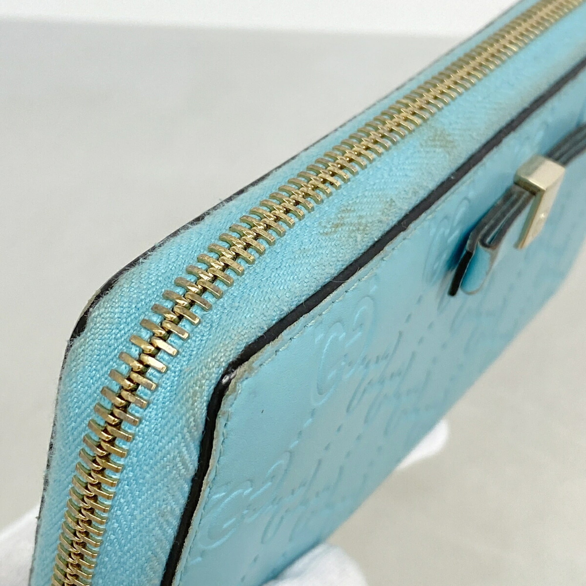 Gucci Light Blue Leather Long Wallet (Bi-Fold) (Pre-Owned)
