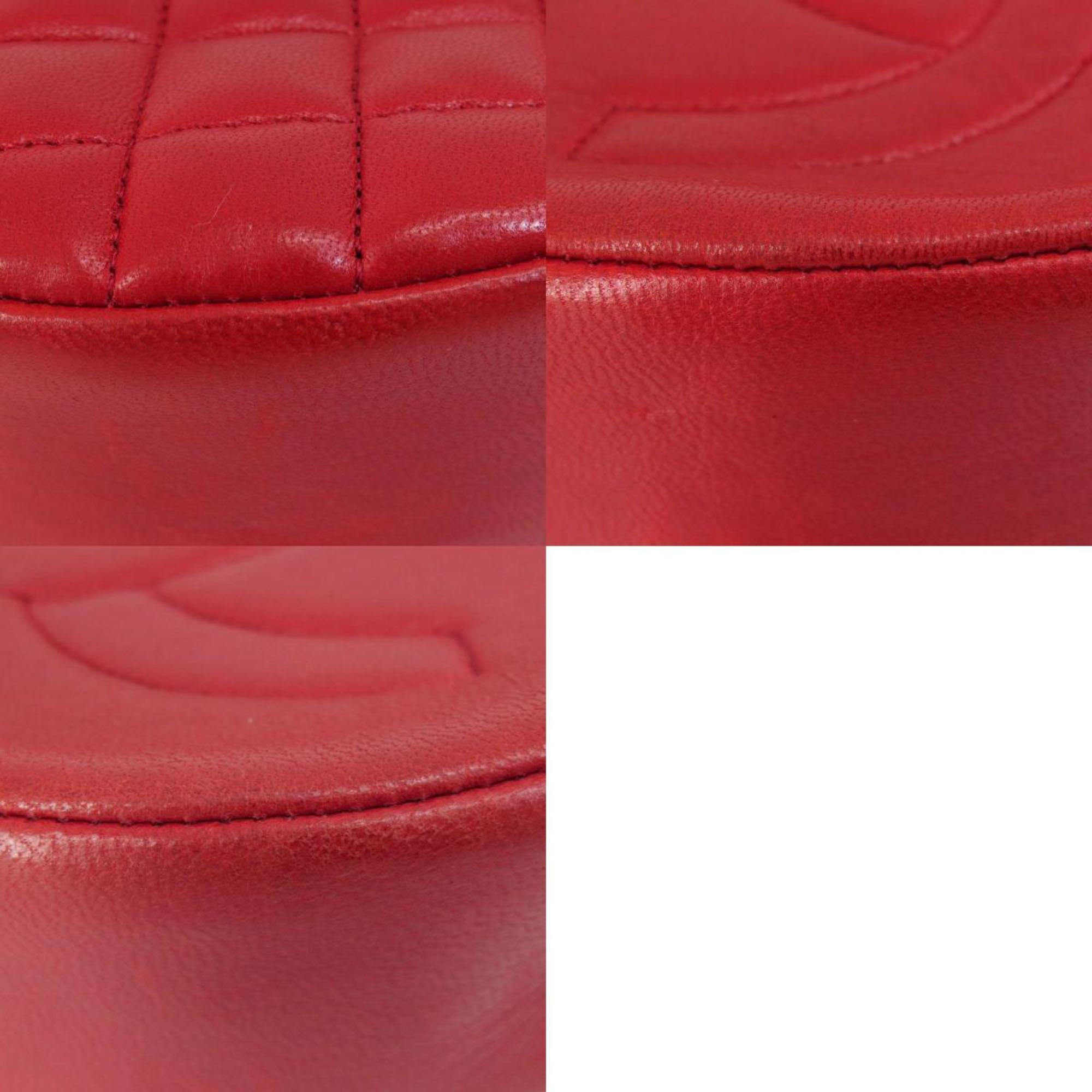 Chanel Red Color Leather Shoulder Bag (Pre-Owned)