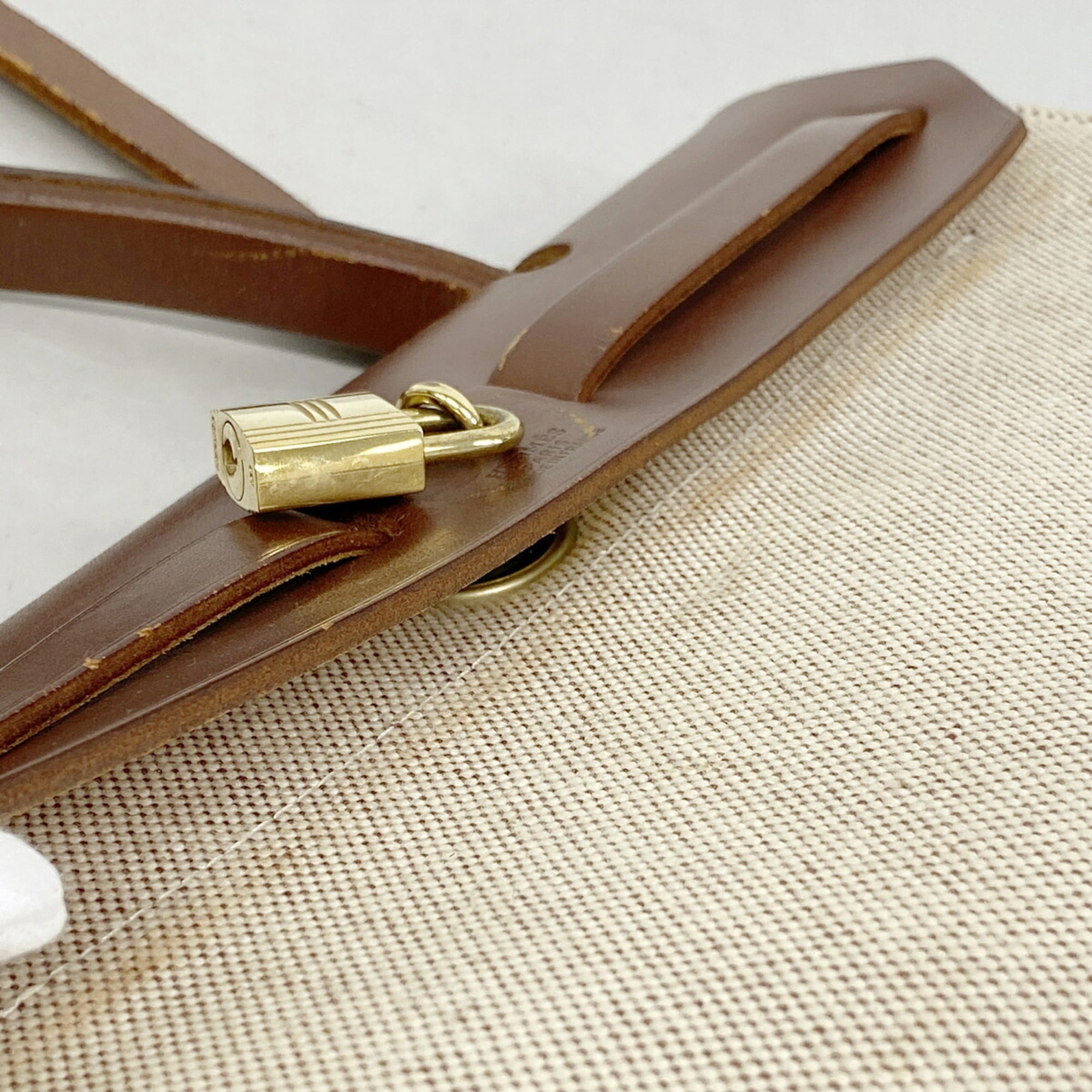 Hermes Brown Toile H Handbag (Pre-Owned)