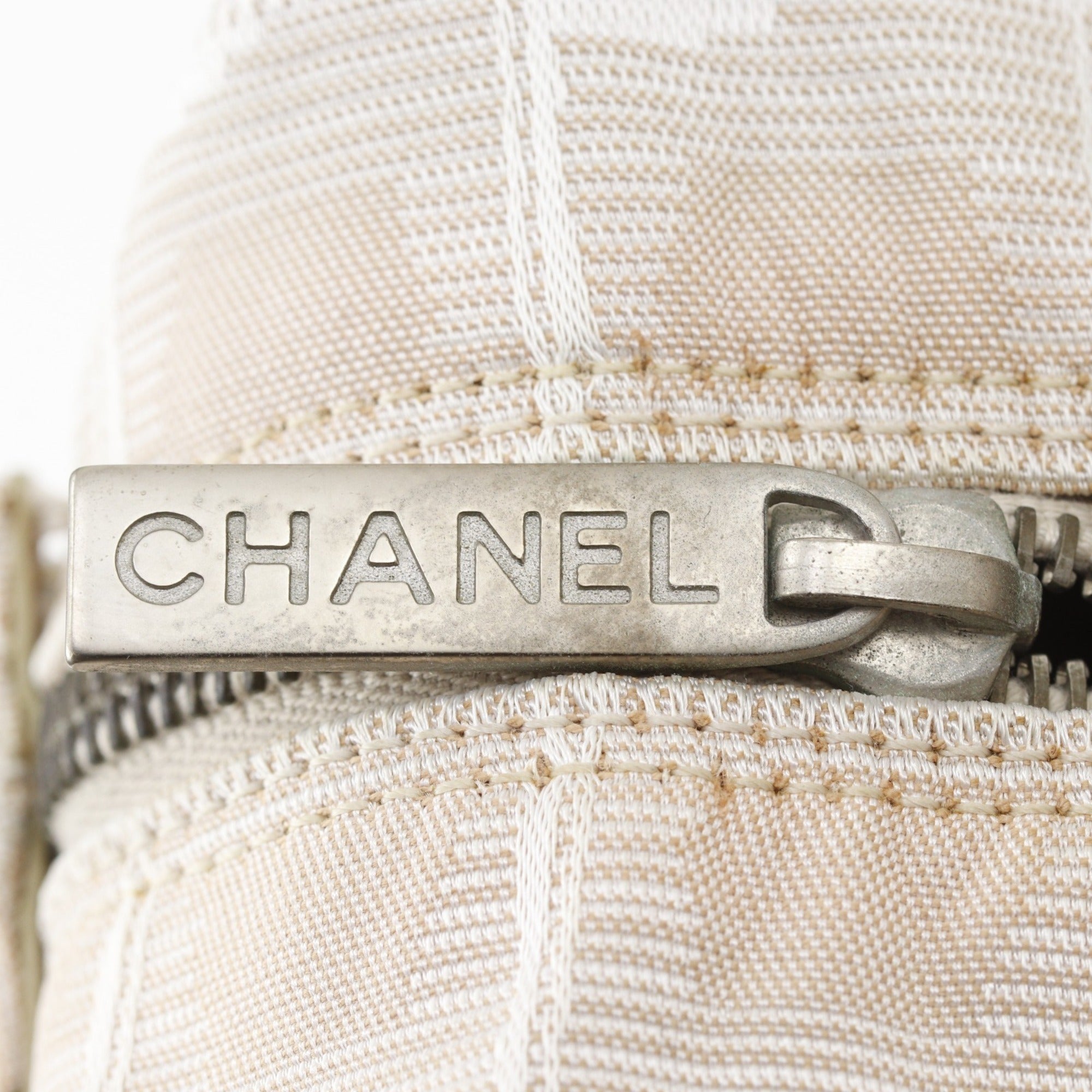 Chanel New Travel Line Beige Nylon Canvas Boston Bag Weekend Bag (Pre-Owned)