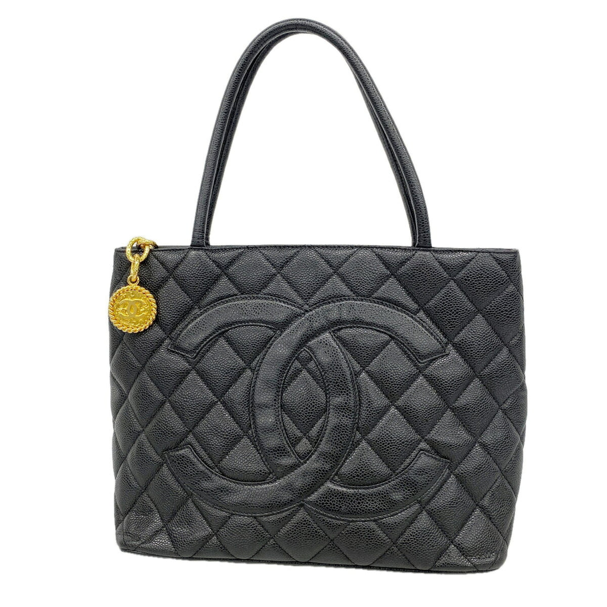 Chanel Black Grained Calfskin Tote Bag (Pre-Owned)
