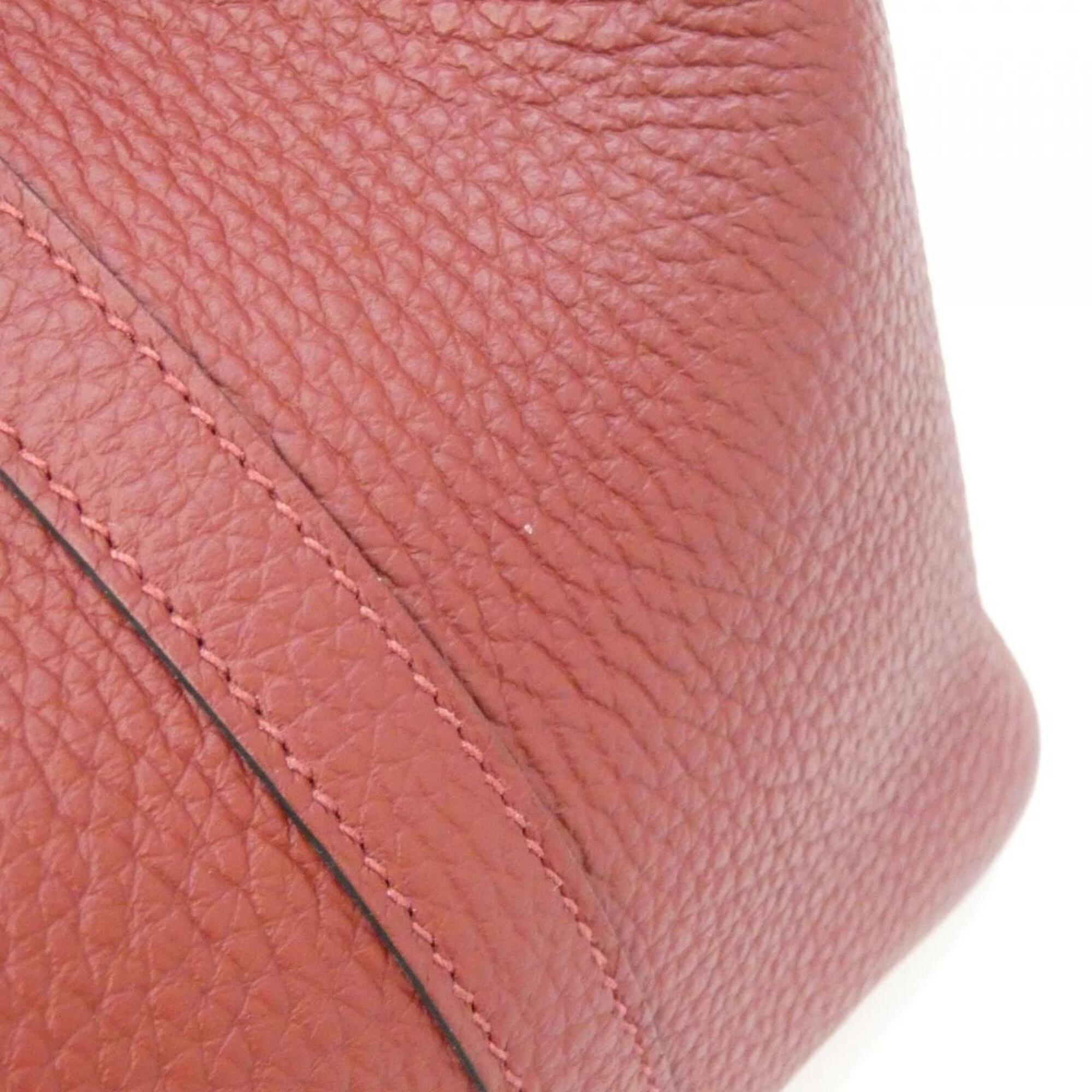Hermes Rouge H Taurillon Clemence Leather Handbag (Pre-Owned)