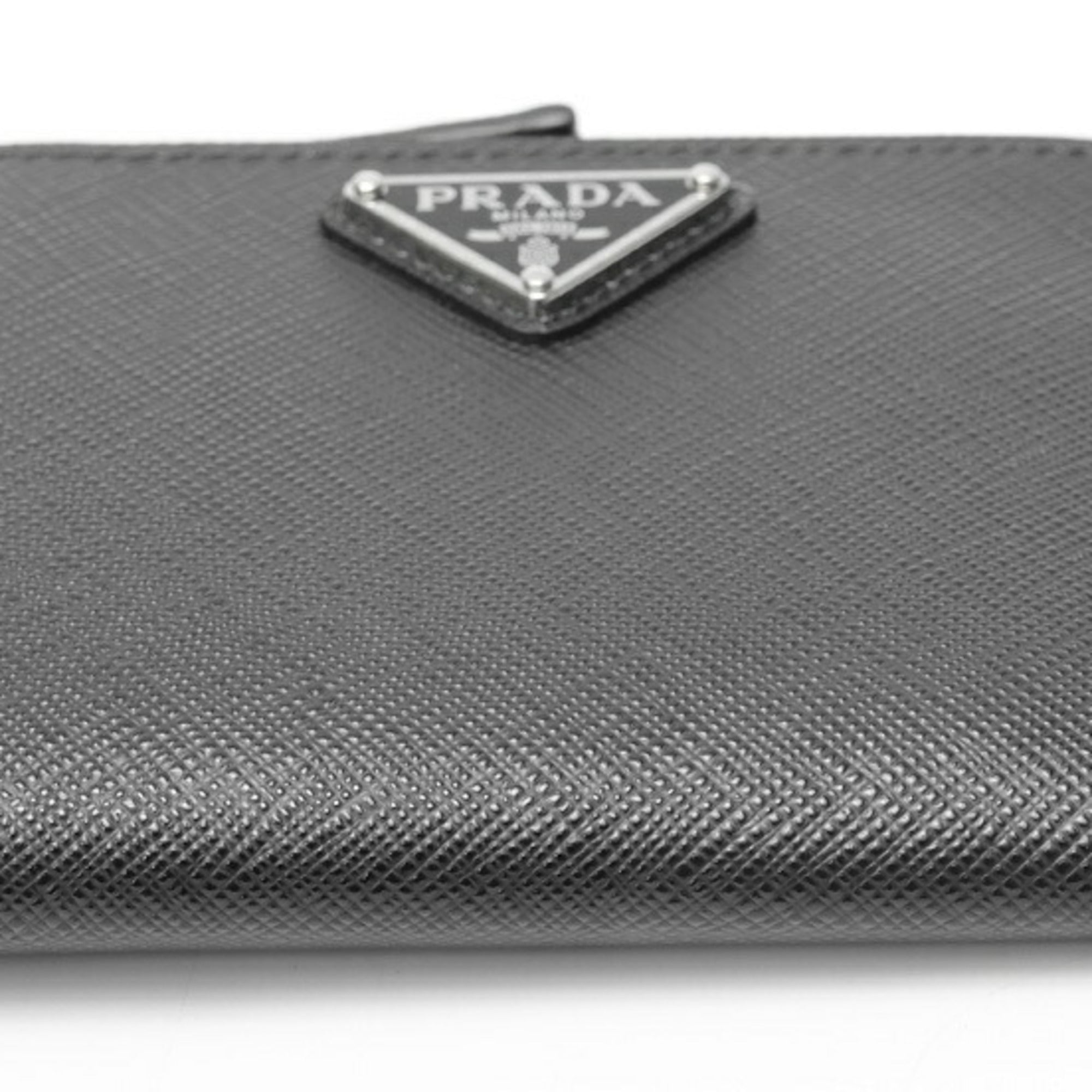 Prada Black Saffiano Triangle Wallet (Bi-Fold) (Pre-Owned)