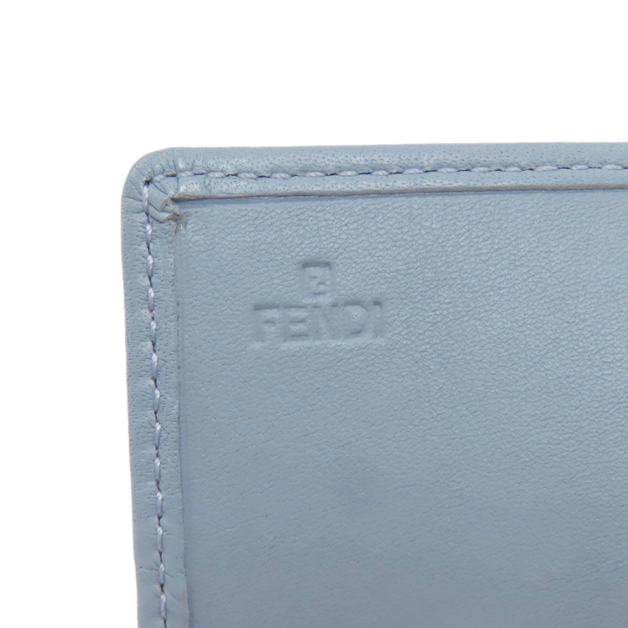 Fendi Zucchino Brown Light Blue Zucchino Long Wallet (Bi-Fold) (Pre-Owned)