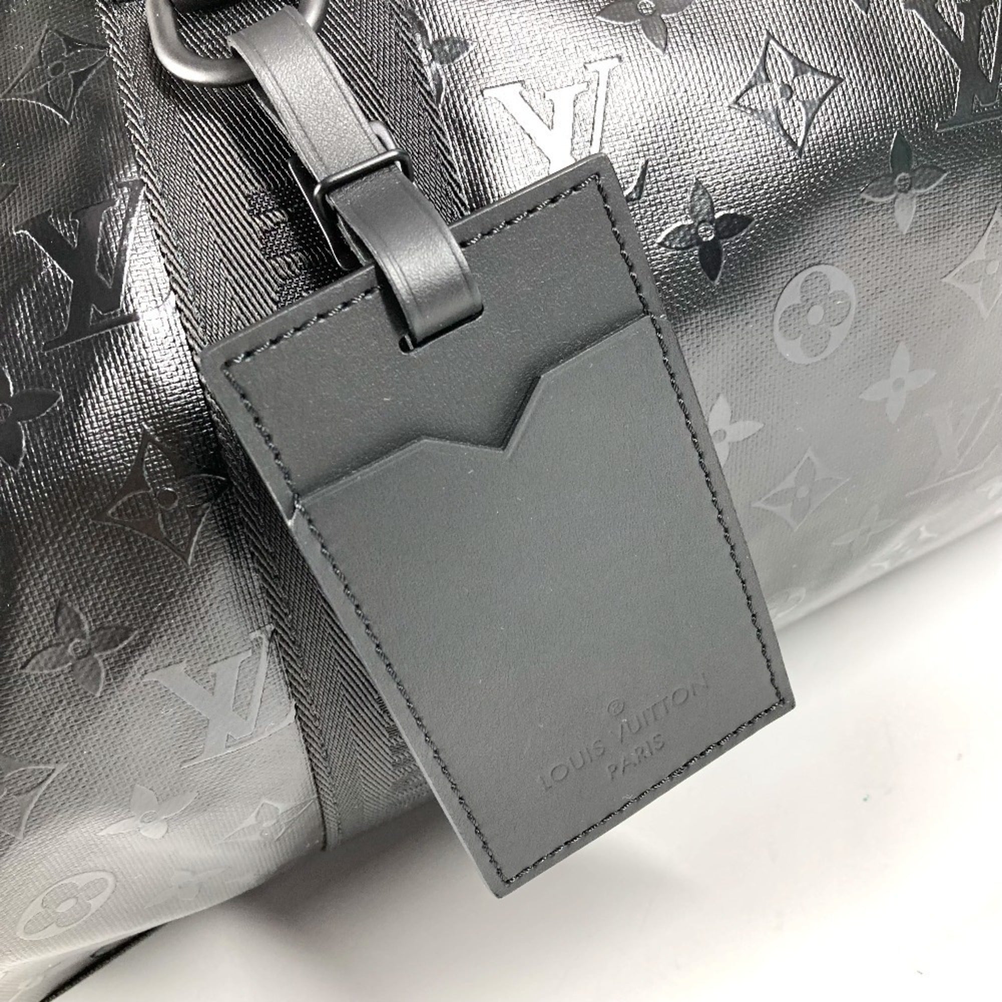 Louis Vuitton Black Leather Canvas Boston Bag Shoulder Bag (Pre-Owned)