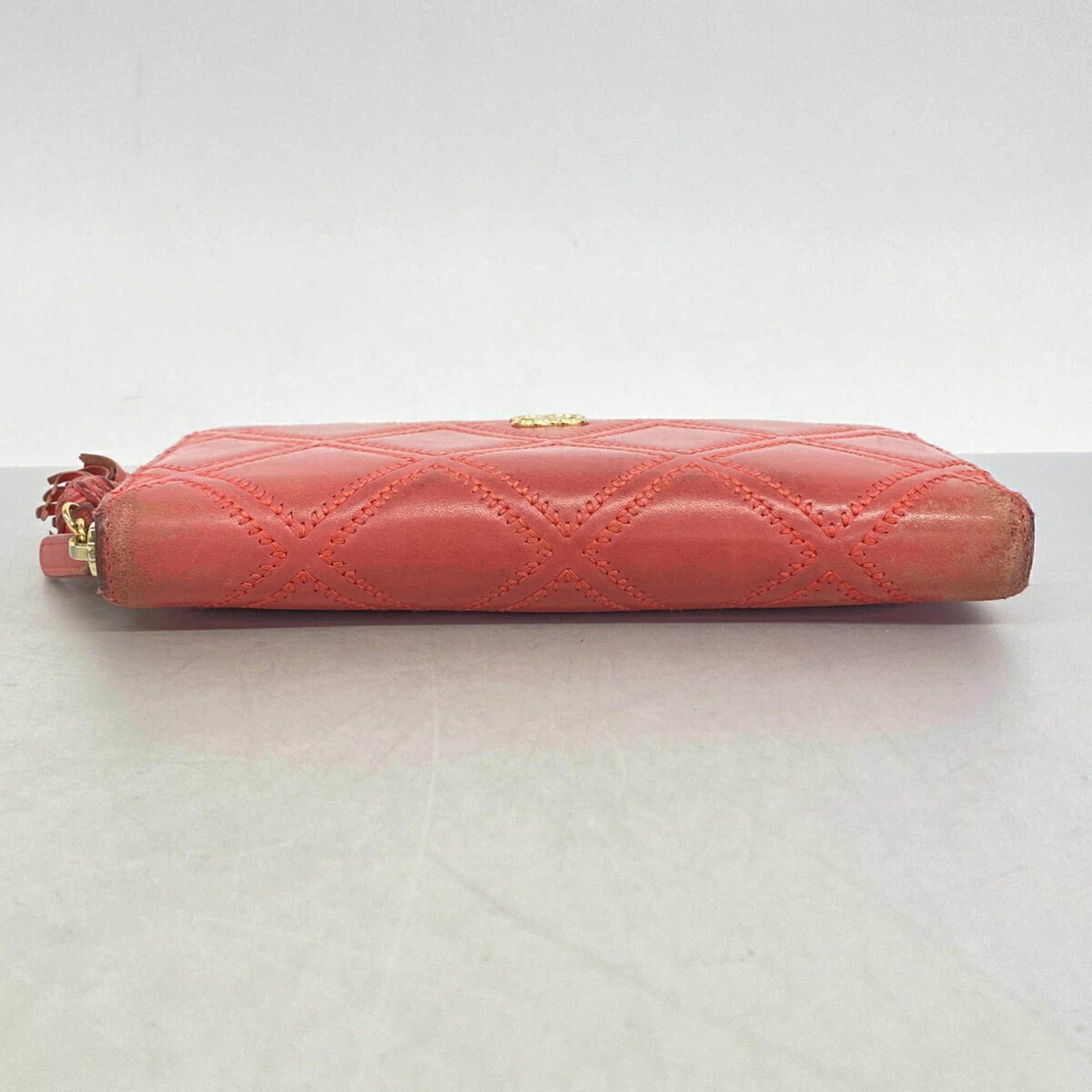 Chanel Pink Leather Long Wallet (Bi-Fold) (Pre-Owned)