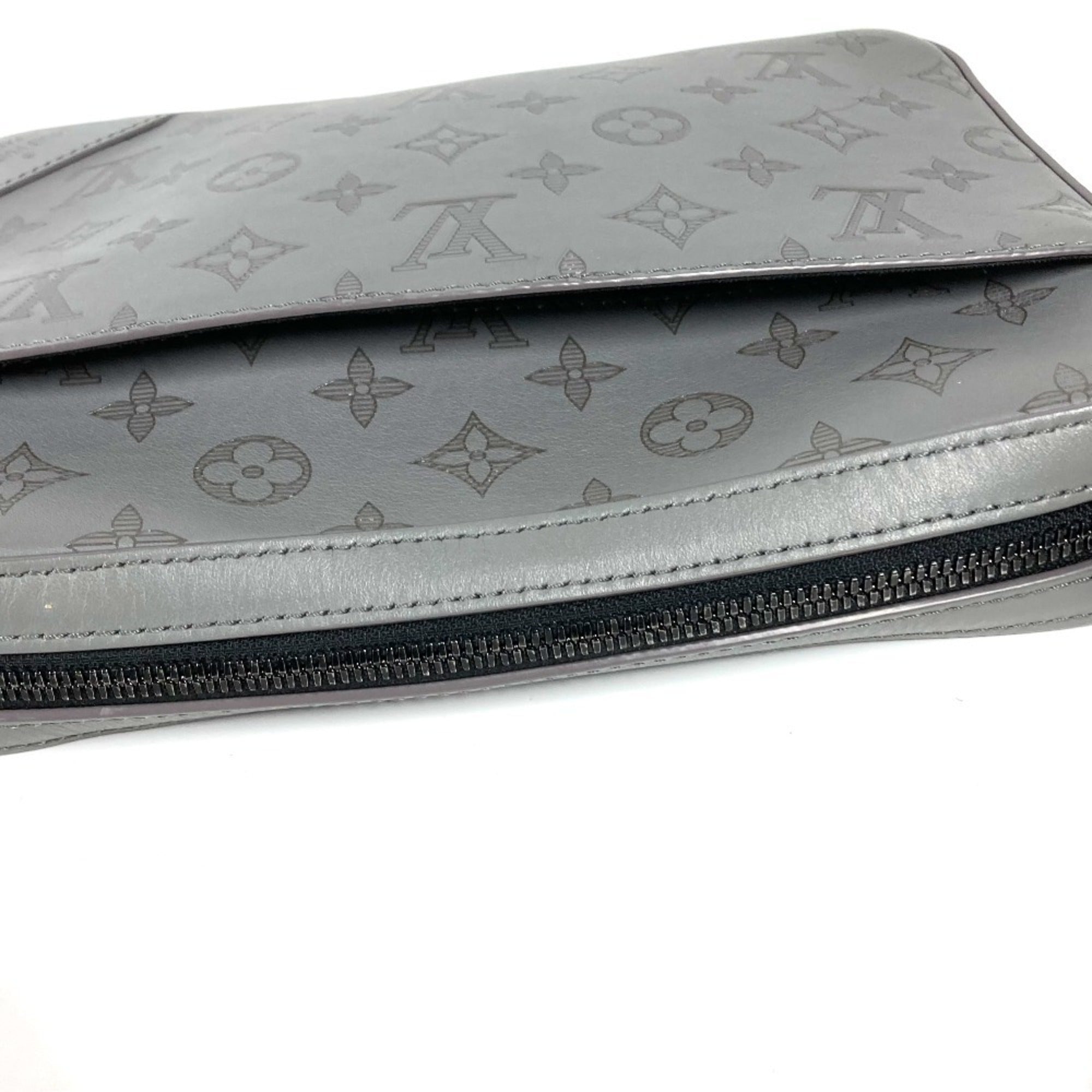 Louis Vuitton Gray Monogram Shadow Clutch Bag Shoulder Bag (Pre-Owned)