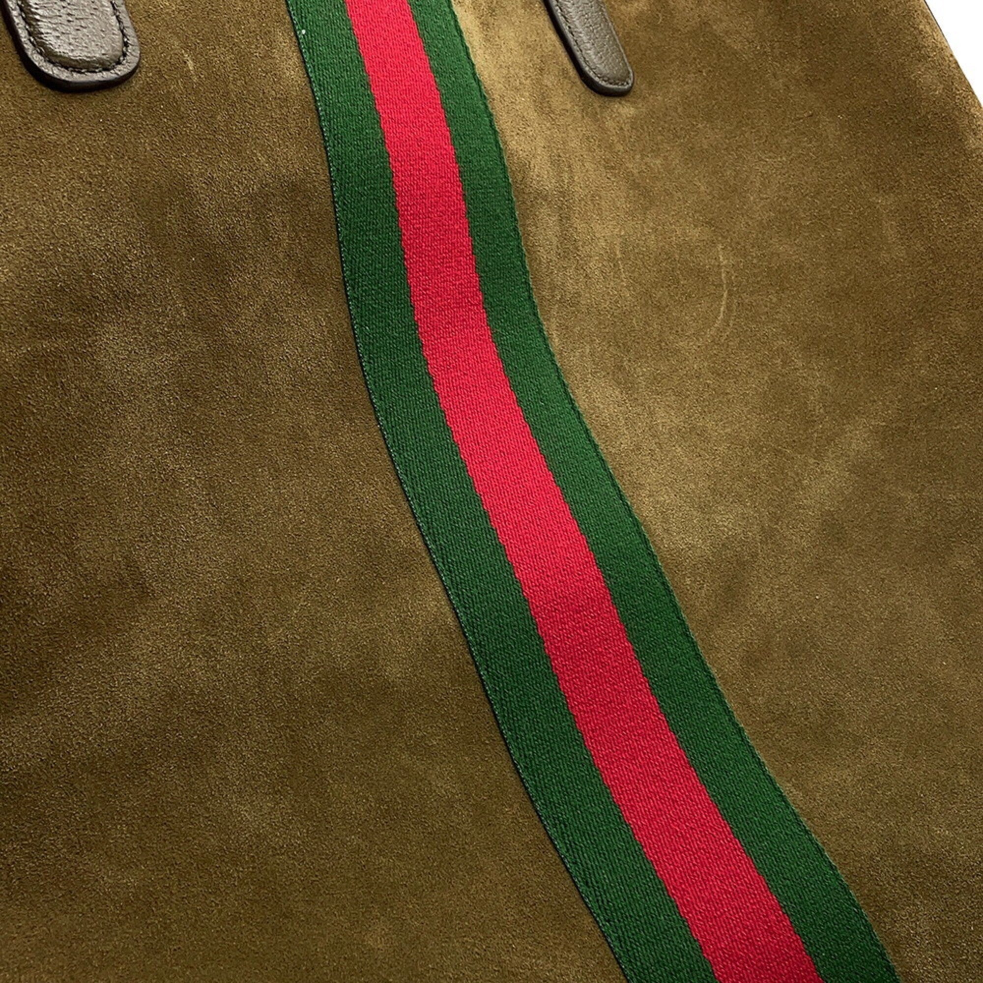Gucci Ophidia Khaki Suede Handbag Tote Bag (Pre-Owned)