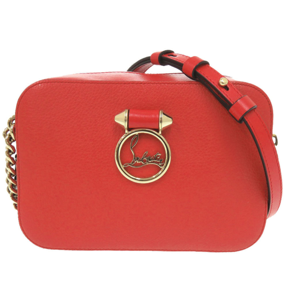 Christian Louboutin Red Color Leather Shoulder Bag (Pre-Owned)