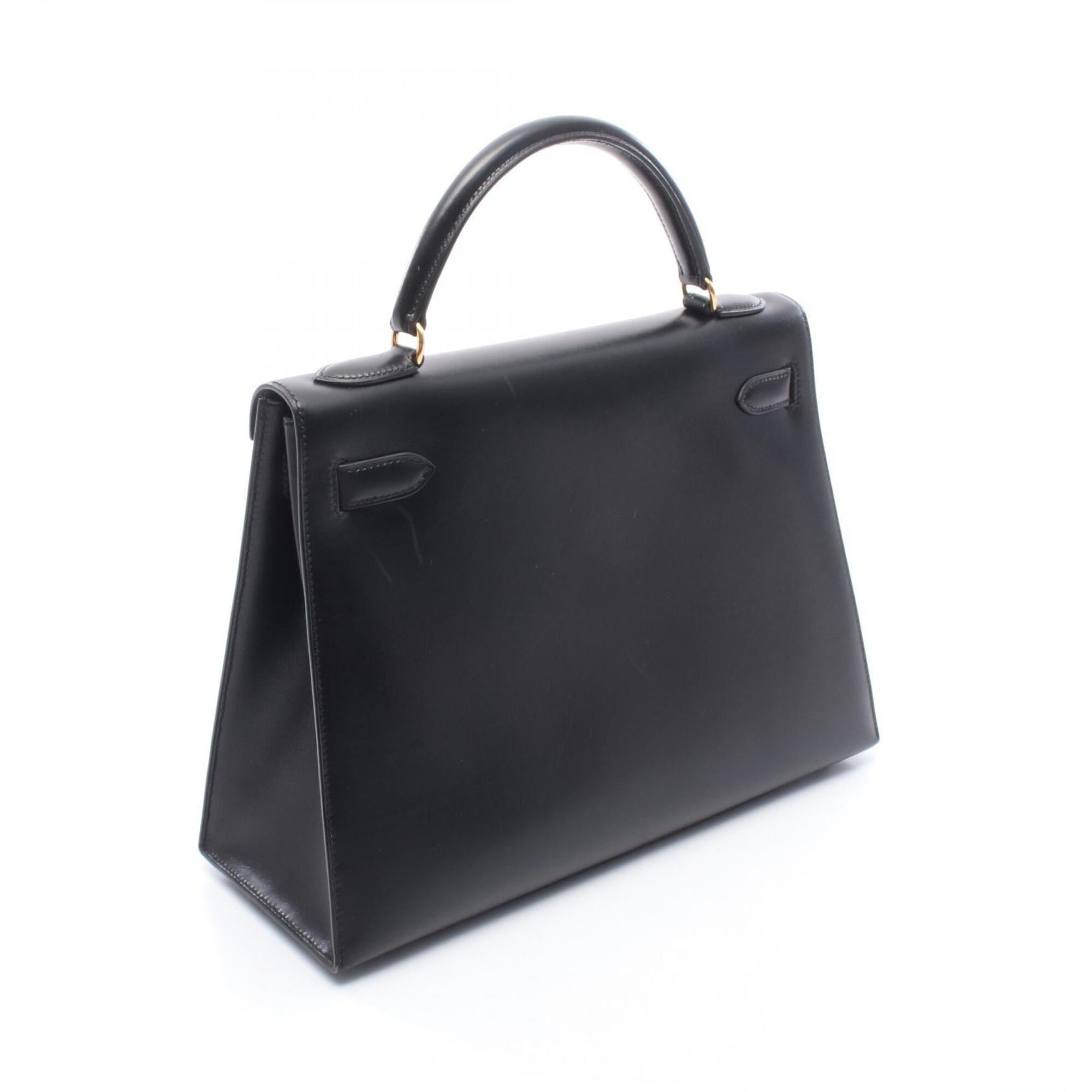 Hermes Black Box Calf Leather Handbag (Pre-Owned)