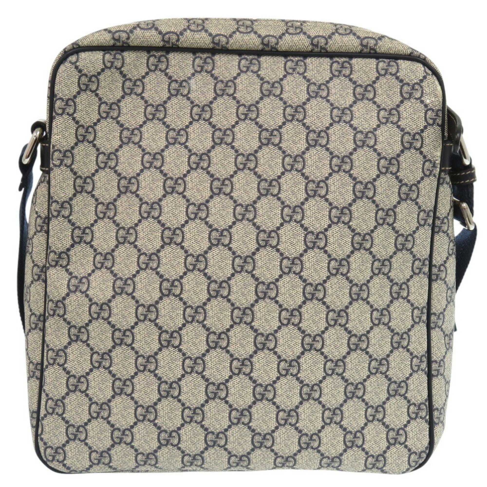 Gucci Beige Navy Gg Supreme Shoulder Bag (Pre-Owned)