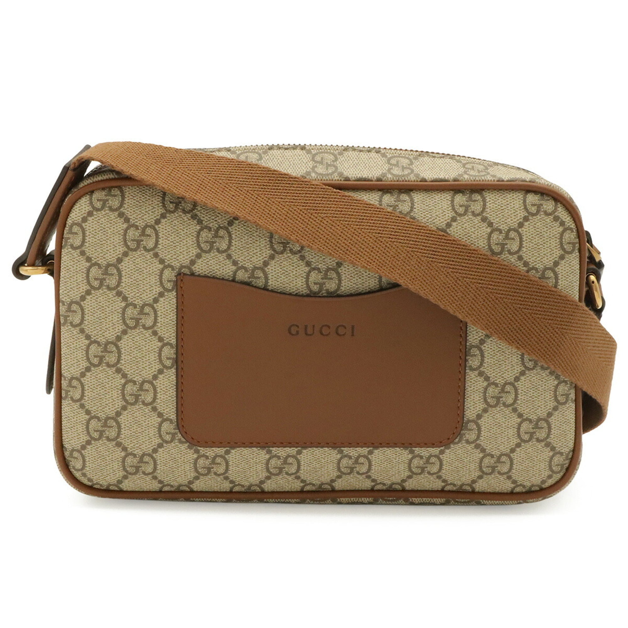 Gucci Beige Brown Brown Canvas Shoulder Bag (Pre-Owned)