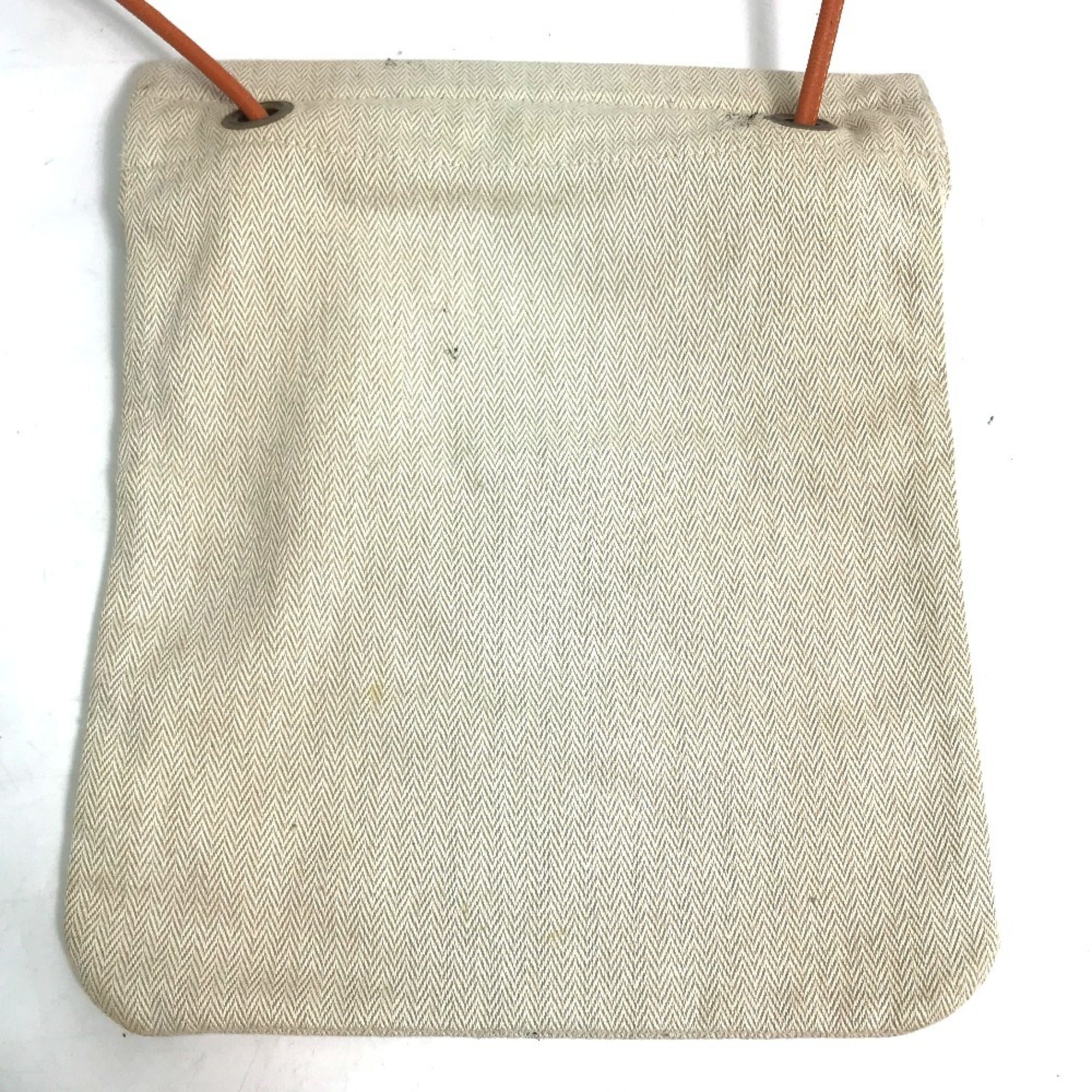Hermes Beige Orange Canvas Leather Shoulder Bag (Pre-Owned)