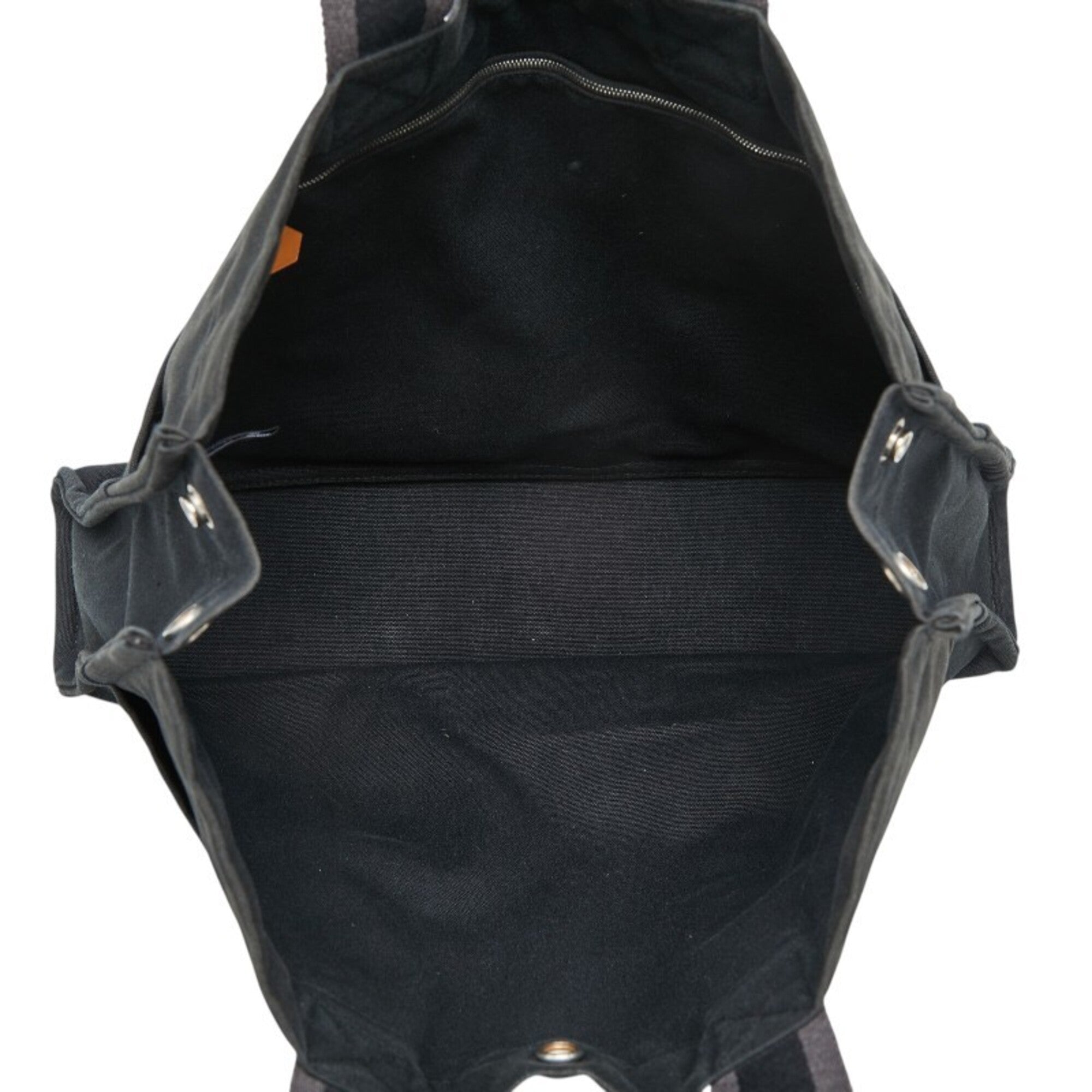 Hermes Black Gray Canvas Handbag Tote Bag (Pre-Owned)