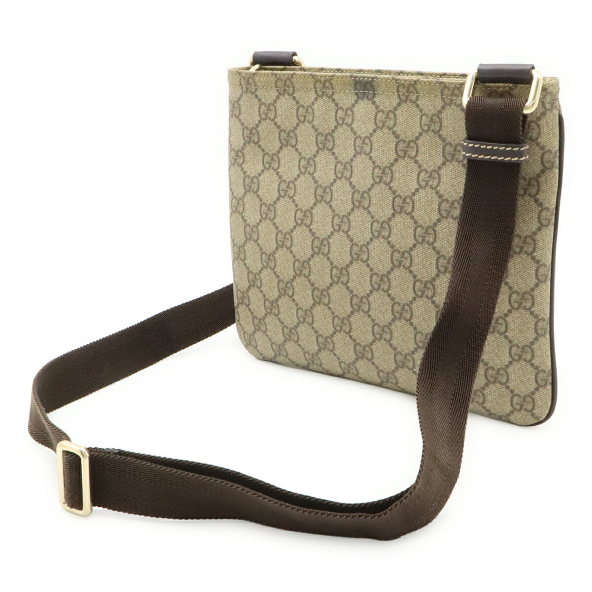 Gucci Gg Plus Beige Dark Brown Gg Supreme Leather Shoulder Bag (Pre-Owned)