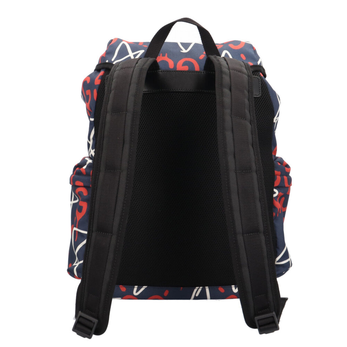 Gucci Navy Red Color White Nylon Backpack (Pre-Owned)