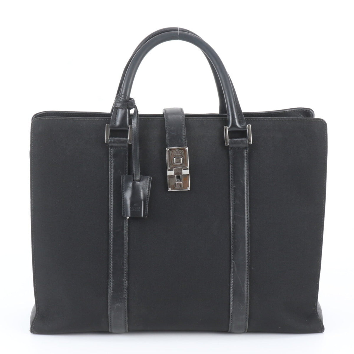 Gucci Black Leather Nylon Handbag (Pre-Owned)