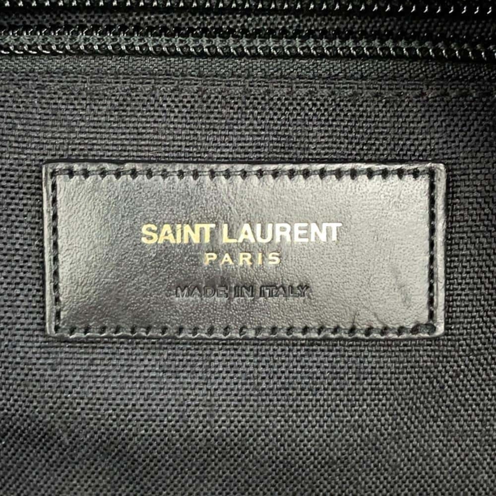 Saint Laurent Black Red Color Canvas Leather Backpack (Pre-Owned)