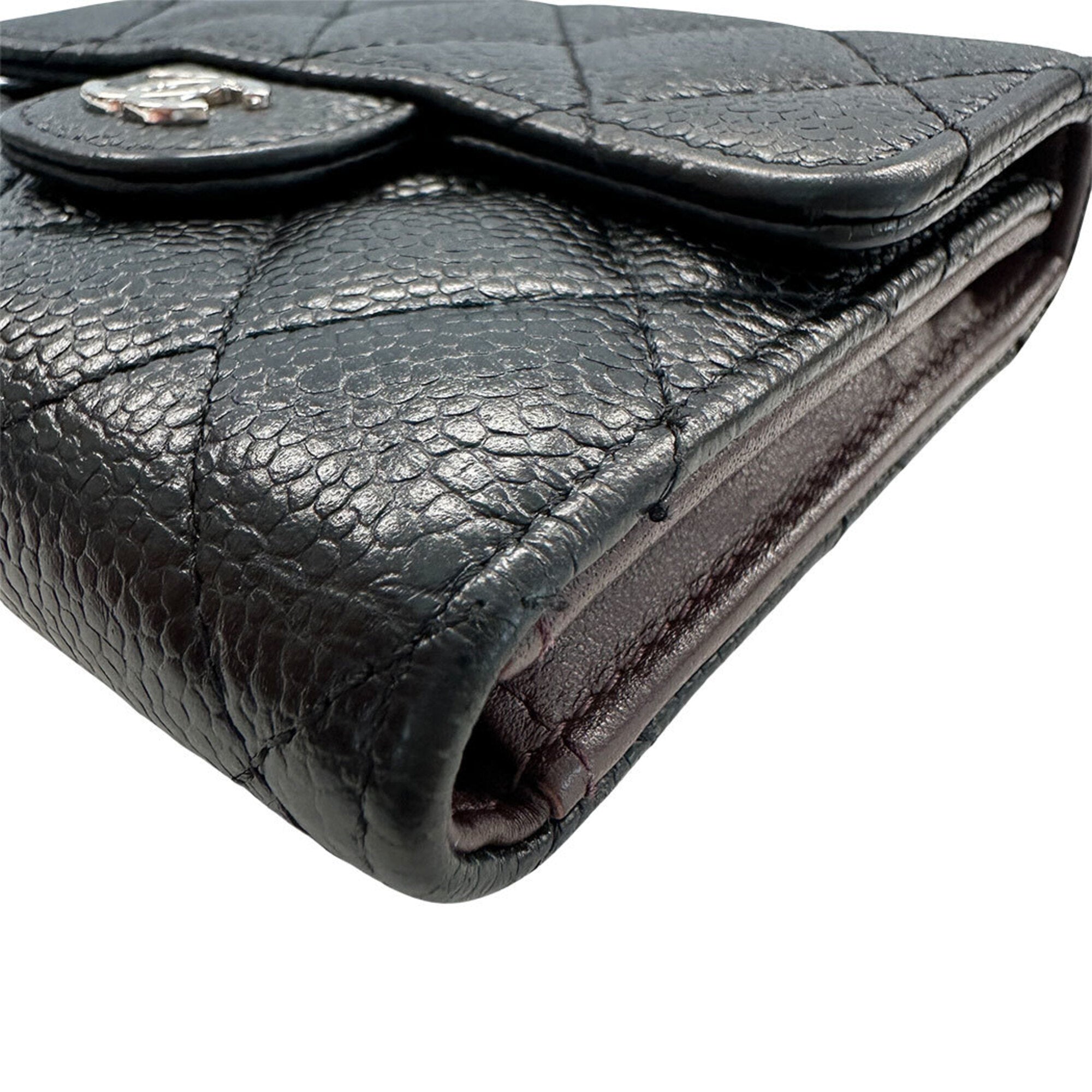Chanel Black Grained Calfskin Wallet (Bi-Fold) (Pre-Owned)