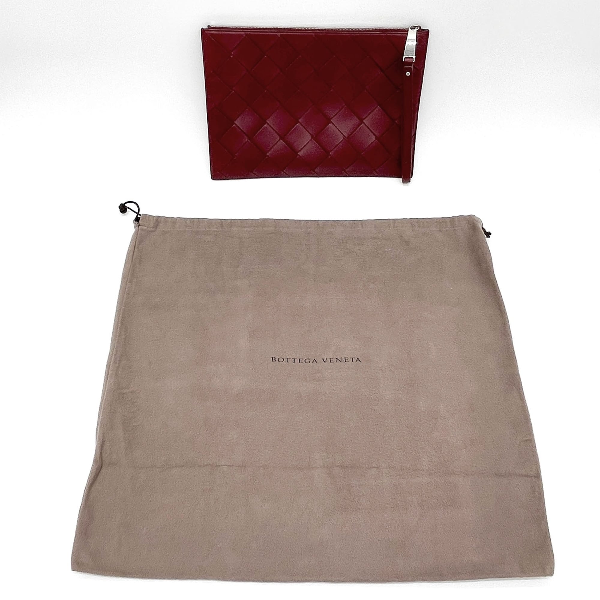 Bottega Veneta Red Color Leather Clutch Bag (Pre-Owned)