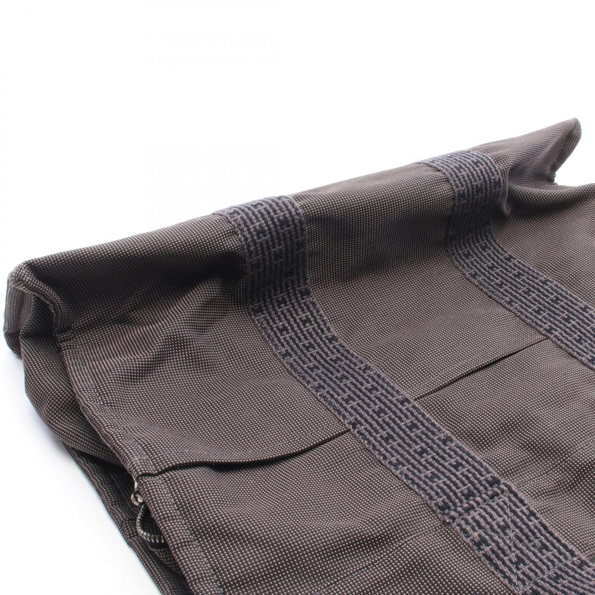 Hermes Gray Canvas Handbag Tote Bag (Pre-Owned)
