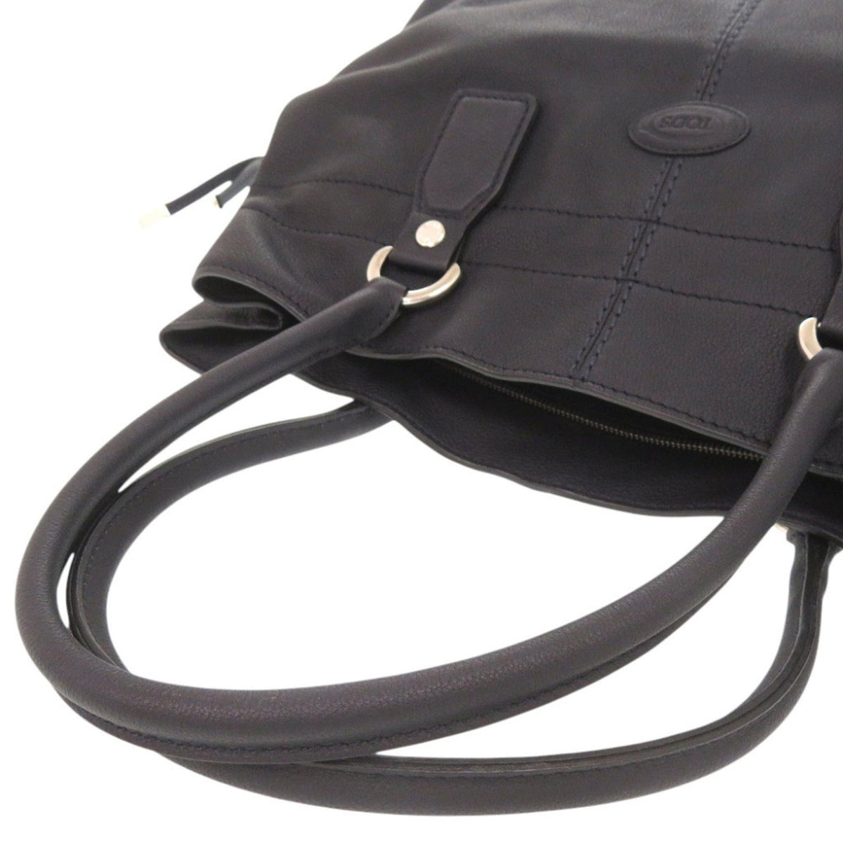 Tod's Navy Leather Handbag Tote Bag (Pre-Owned)