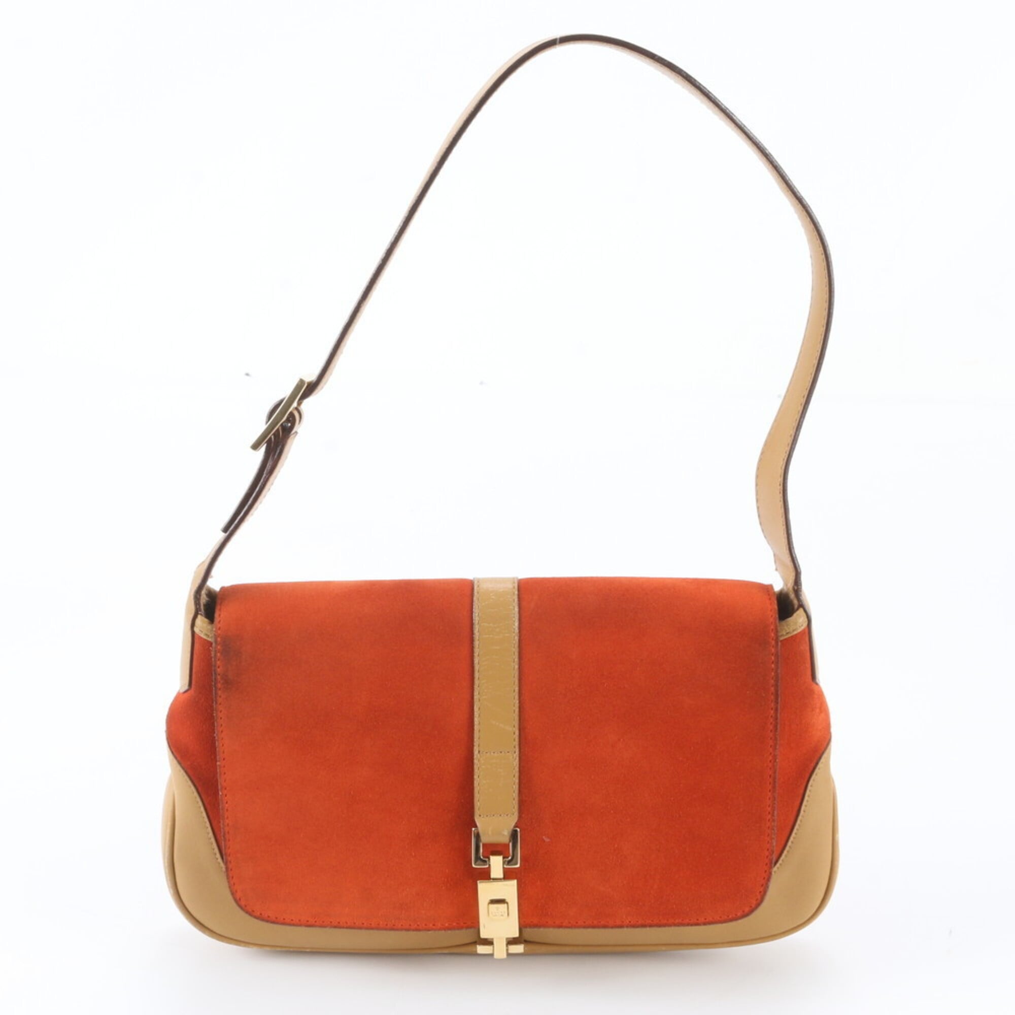 Gucci Beige Orange Leather Handbag Shoulder Bag (Pre-Owned)