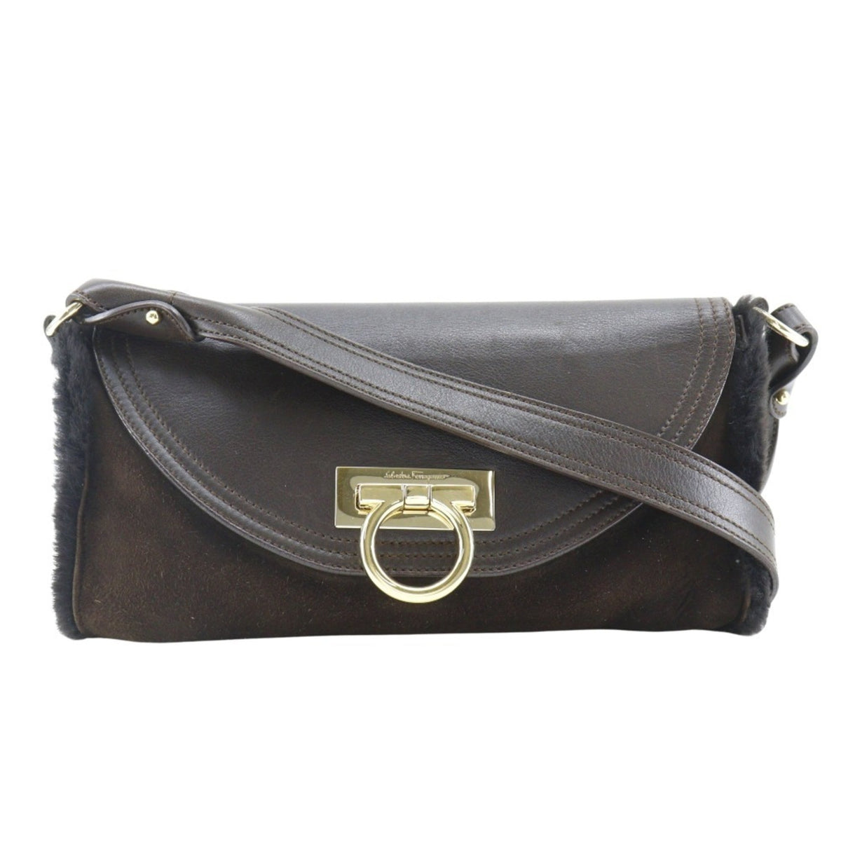 Salvatore Ferragamo Brown Leather Shoulder Bag (Pre-Owned)
