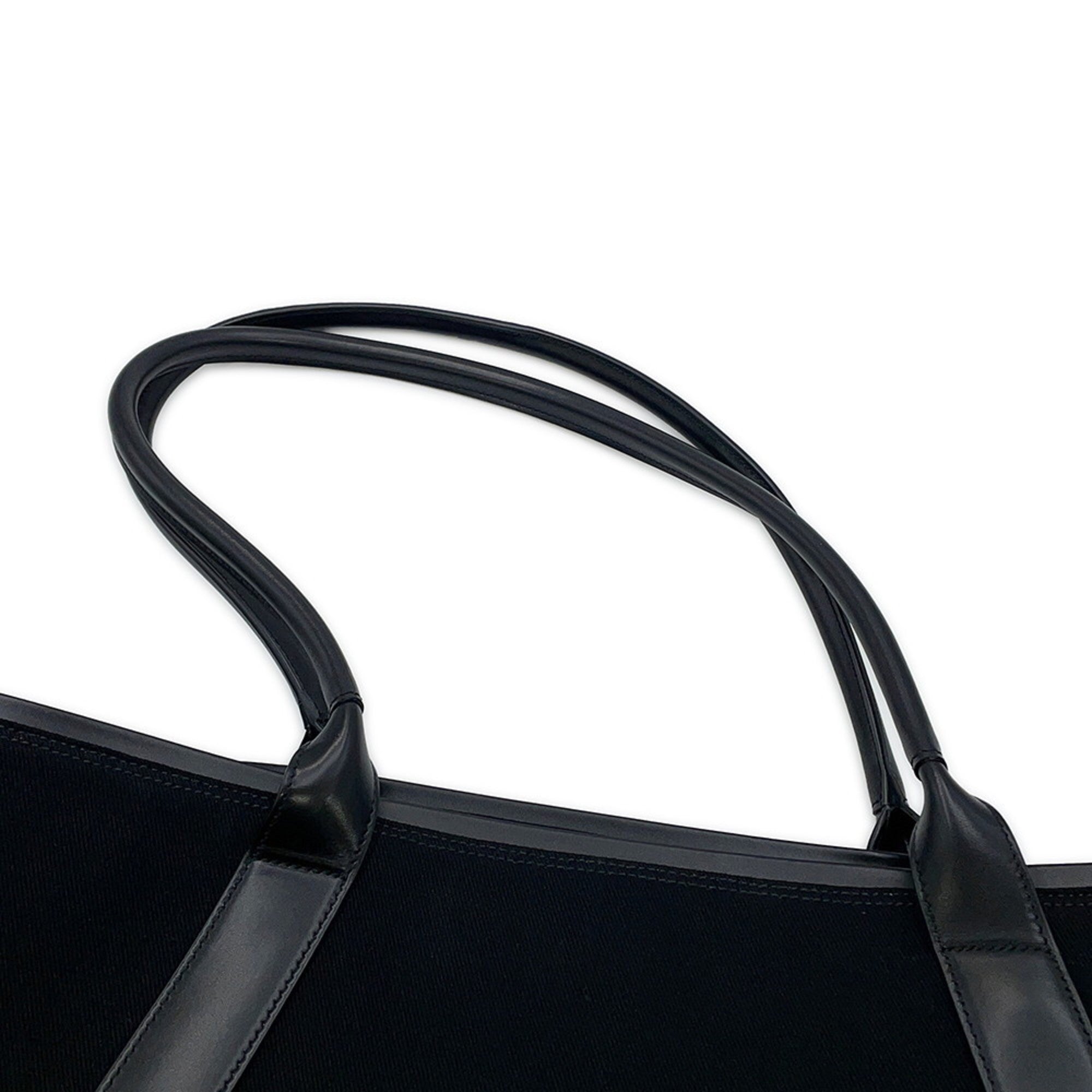 Yves Saint Laurent Black Canvas Leather Handbag Tote Bag (Pre-Owned)