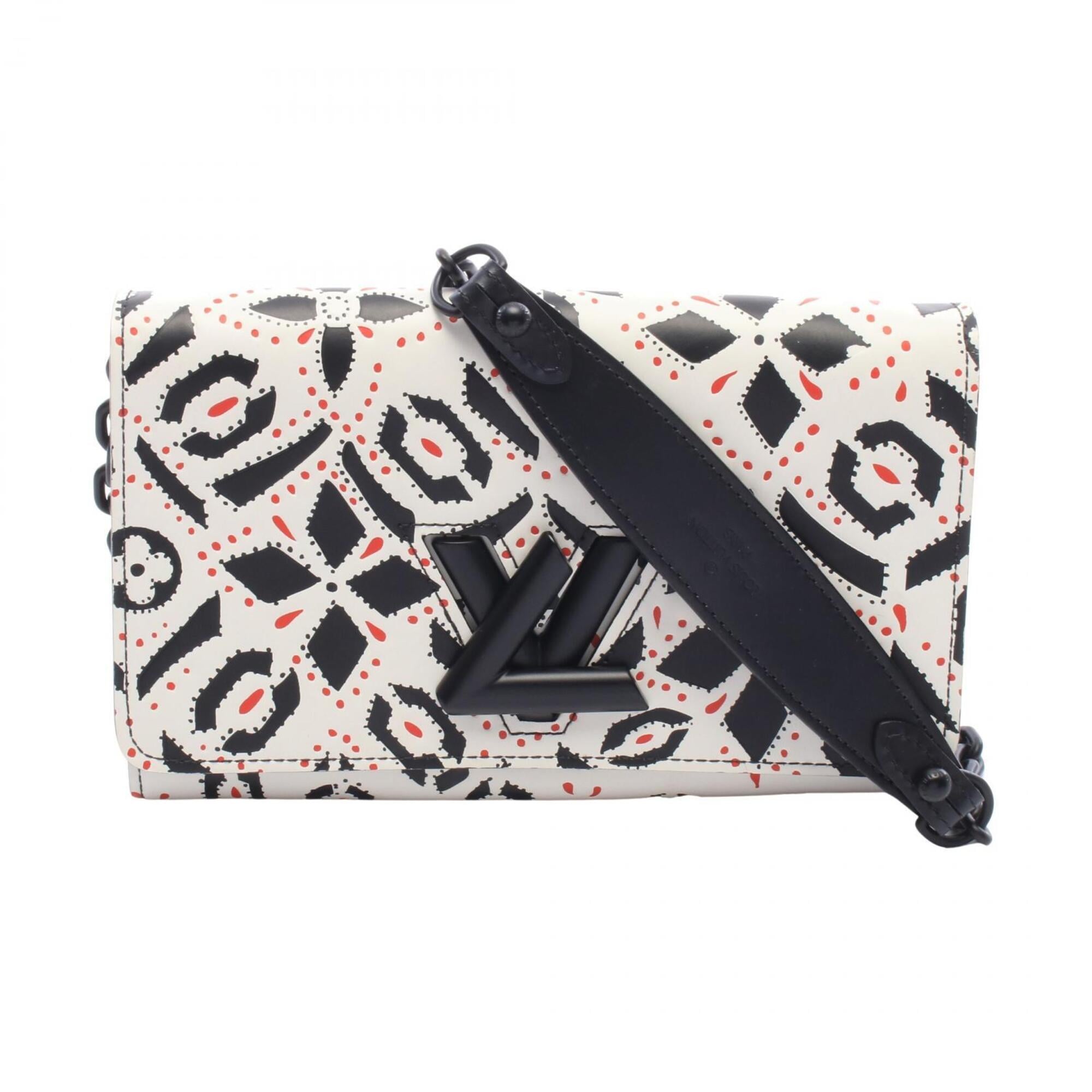 Louis Vuitton Black Red Color White Leather Handbag Shoulder Bag (Pre-Owned)