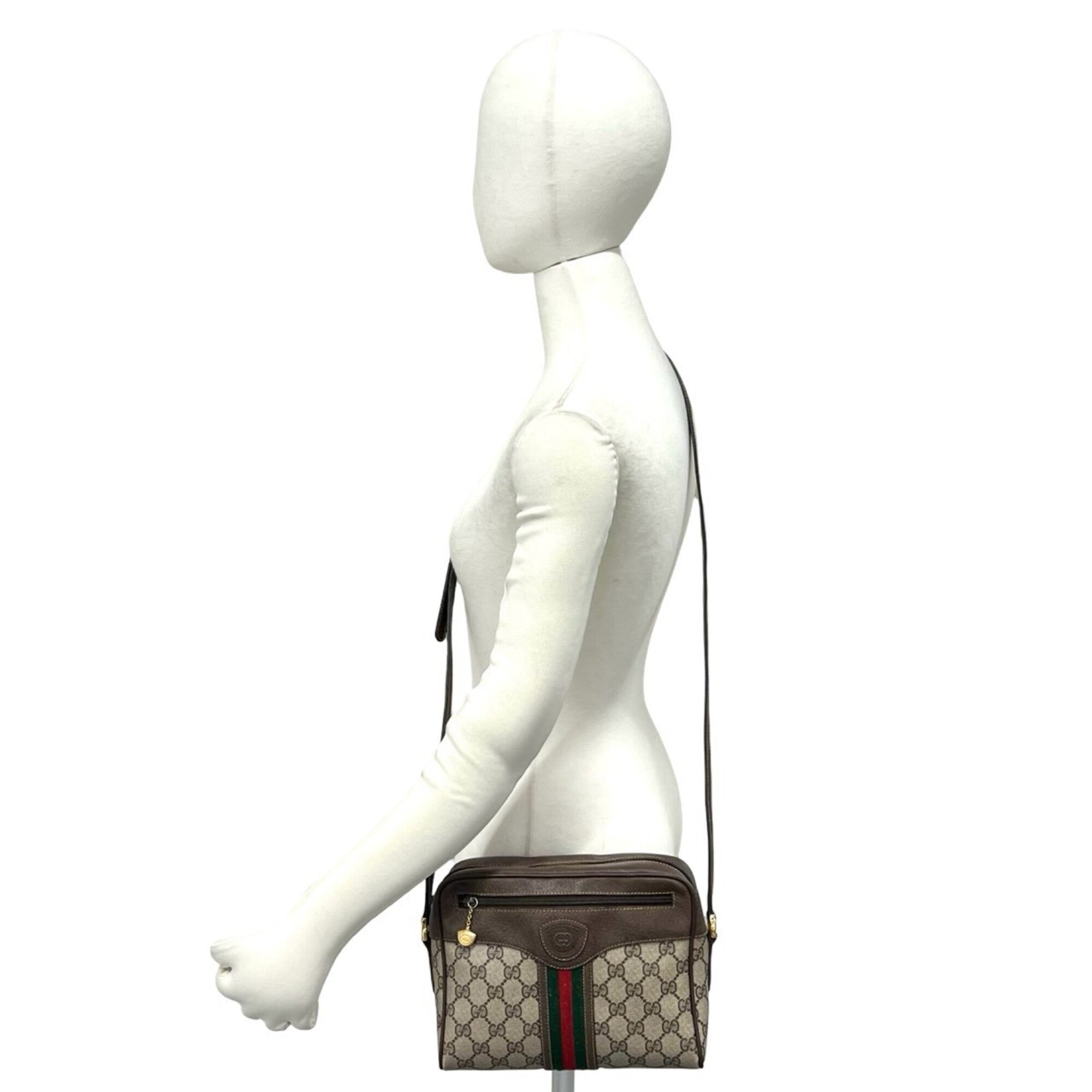 Gucci Brown Green Red Color Leather Pvc Pochette Shoulder Bag (Pre-Owned)