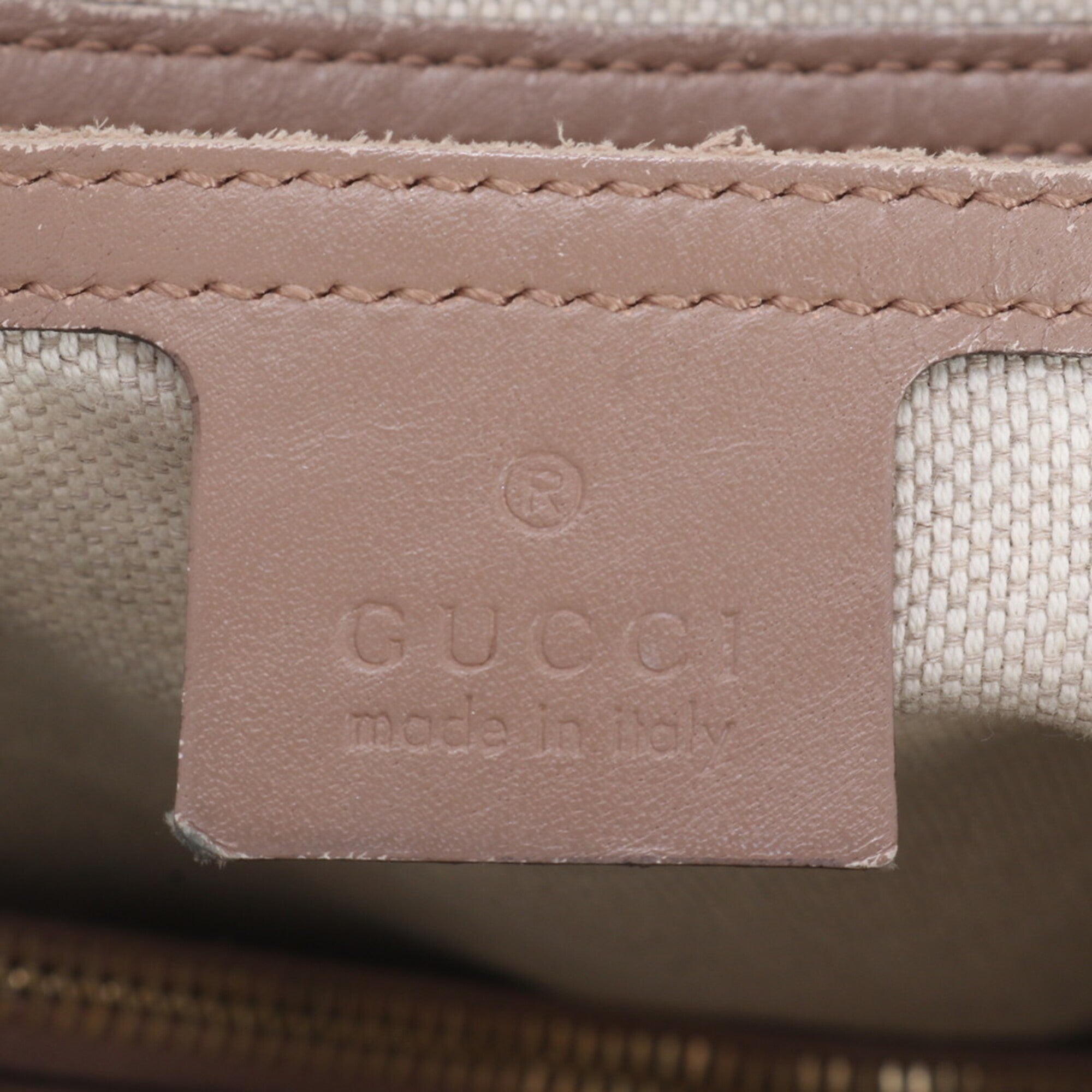 Gucci Sherry Line Pink Beige Leather Coated Canvas Handbag Shoulder Bag Tote Bag (Pre-Owned)