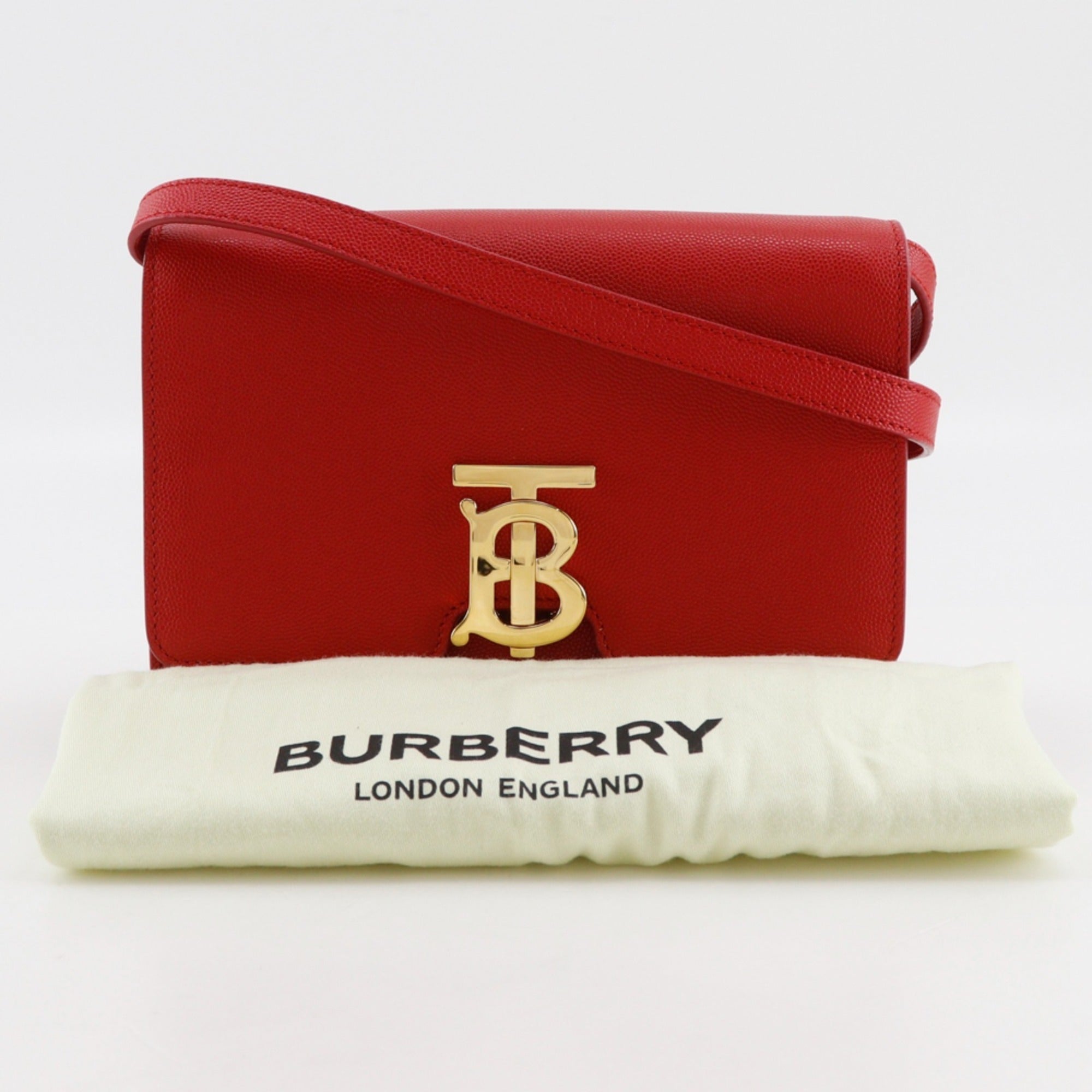 Burberry Red Color Leather Shoulder Bag (Pre-Owned)