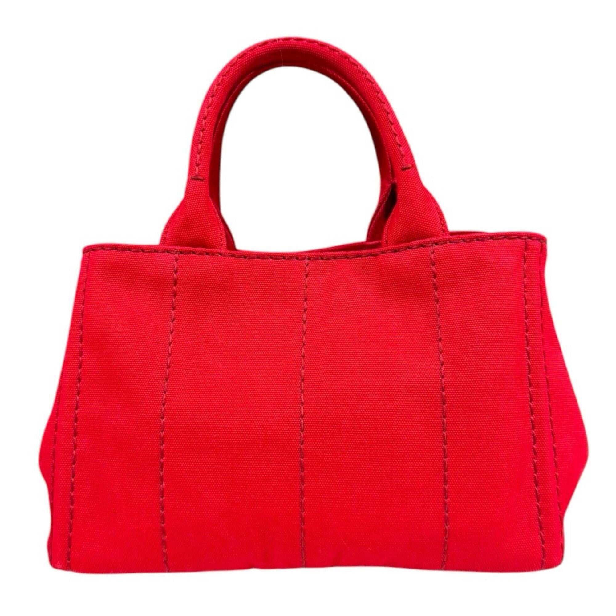 Prada Red Color Canvas Shoulder Bag (Pre-Owned)