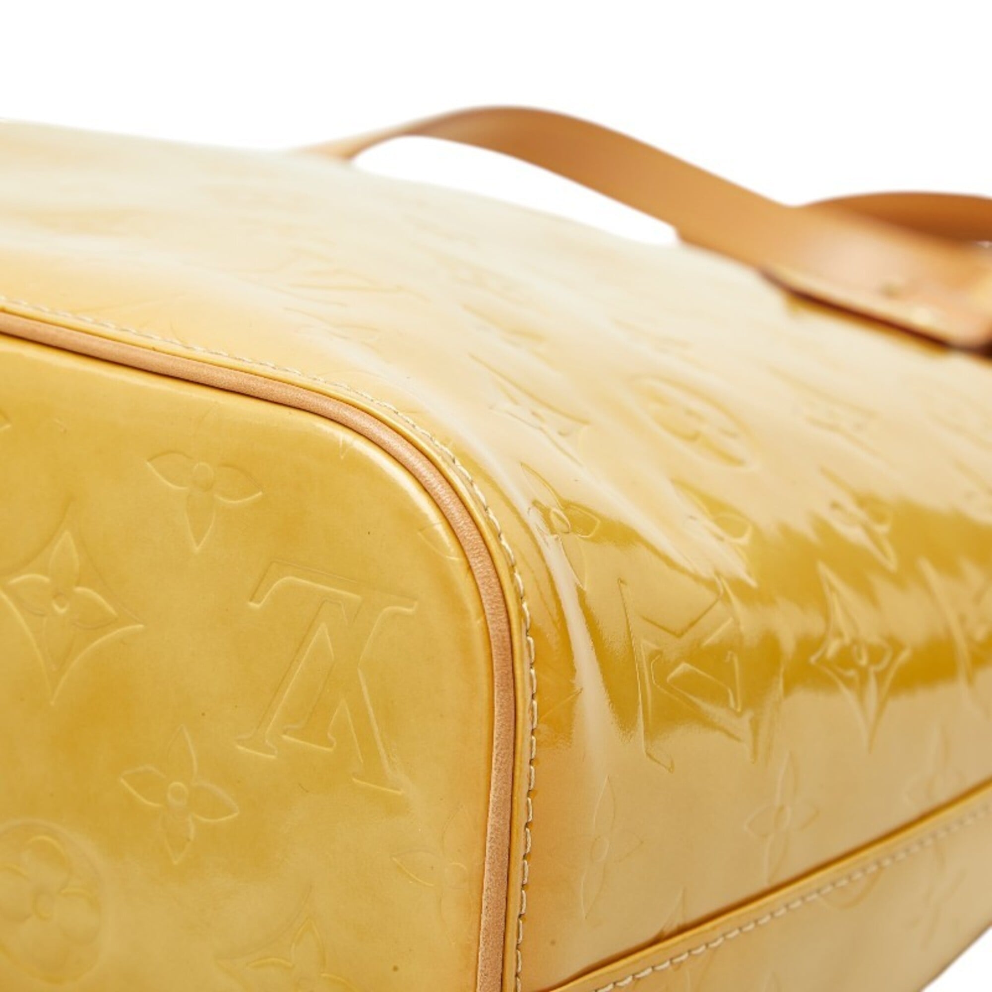Louis Vuitton Yellow Patent Leather Handbag Tote Bag (Pre-Owned)