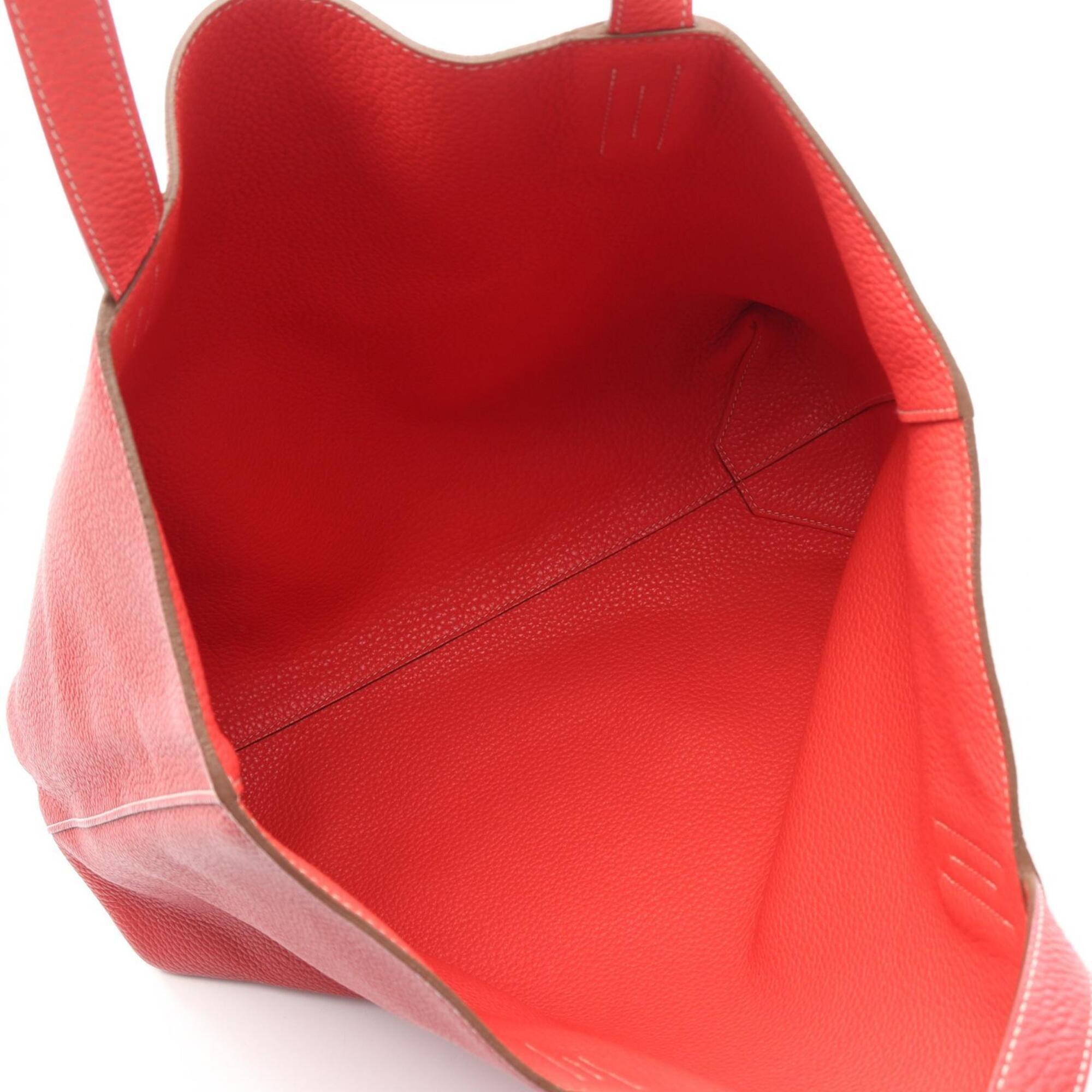 Hermes Pink Red Color Rose Jaipur Rouge Casaque Taurillon Clemence Leather Handbag Tote Bag (Pre-Owned)