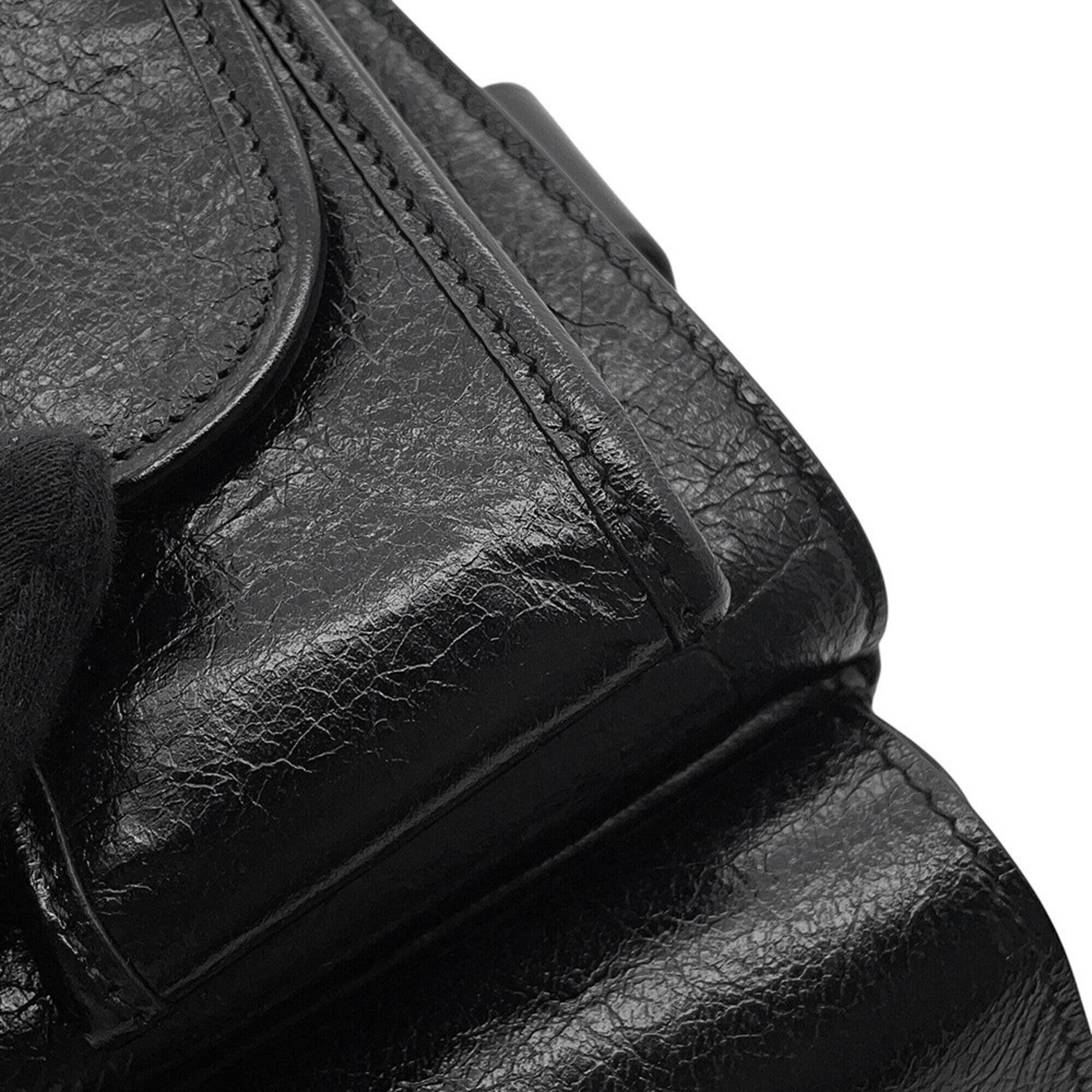 Balenciaga Black Leather Handbag Shoulder Bag (Pre-Owned)