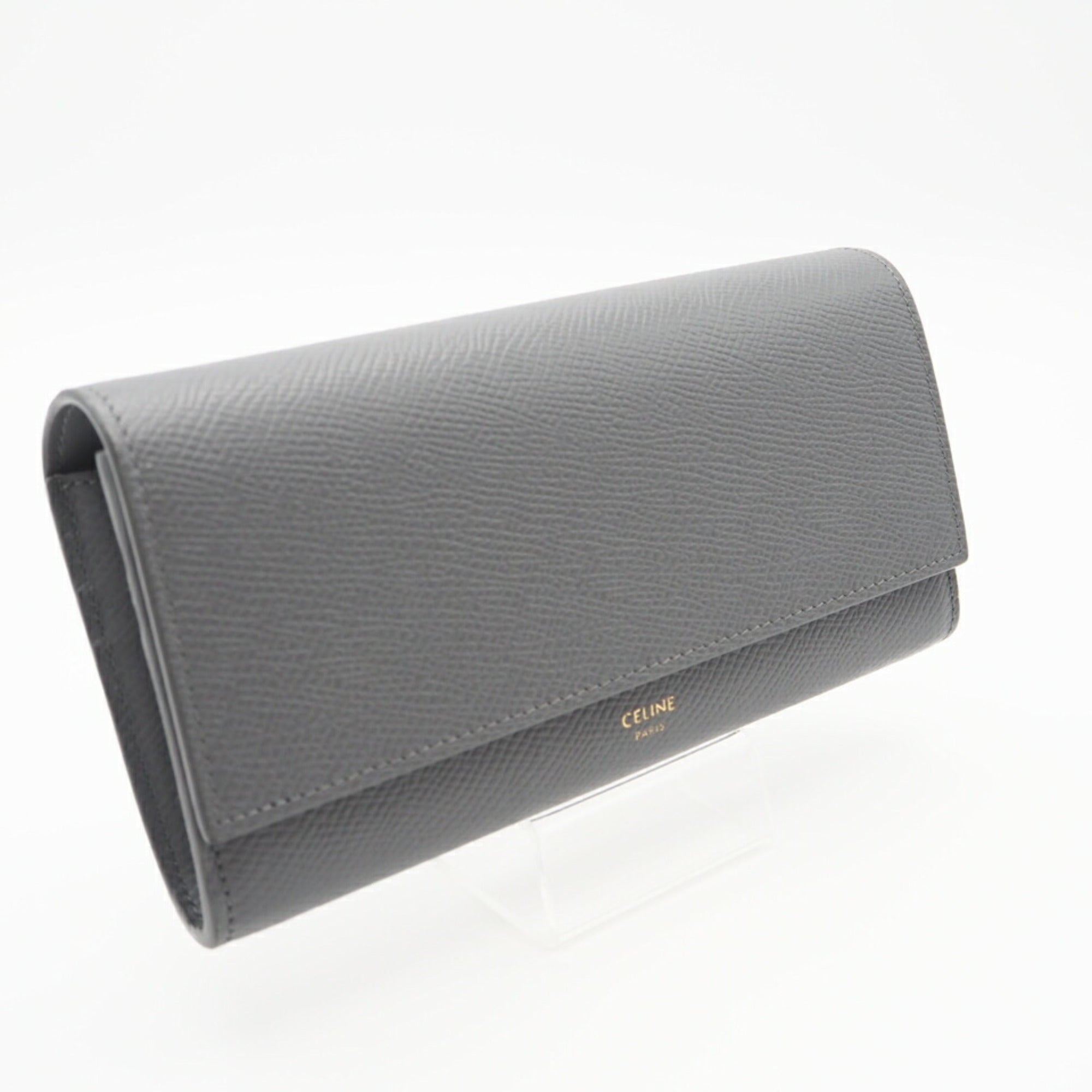 Celine Gray Leather Long Wallet (Bi-Fold) (Pre-Owned)